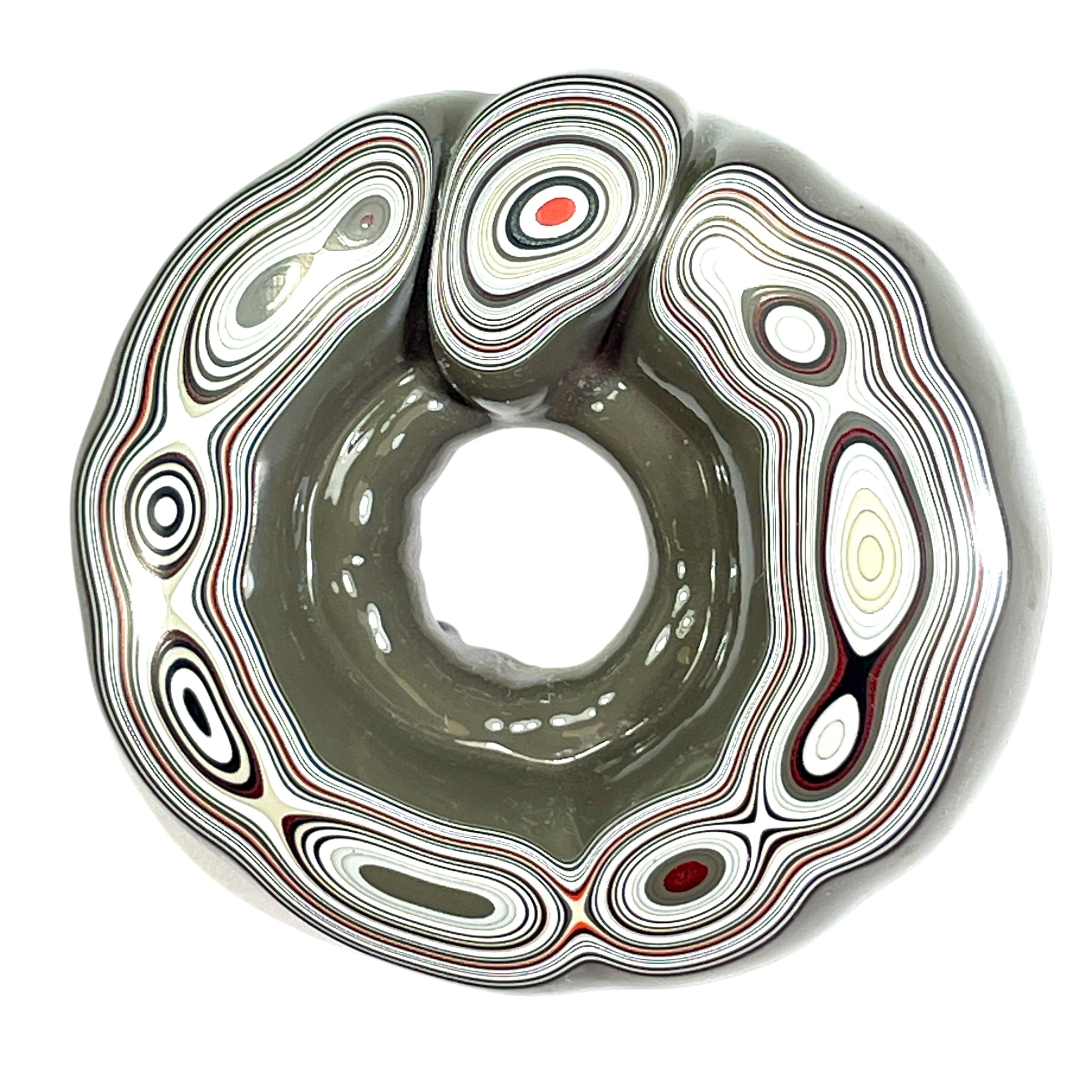 DVH Fordite Specimen Donut Buck Hole Polished Face Michigan Chv Frd Jp (6662) - DVHdesigns
