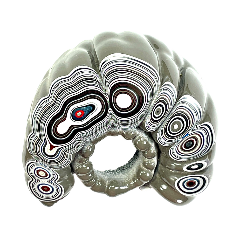 DVH Fordite Specimen Donut Buck Hole Polished Face Michigan Chv Frd Jp (6663) - DVHdesigns