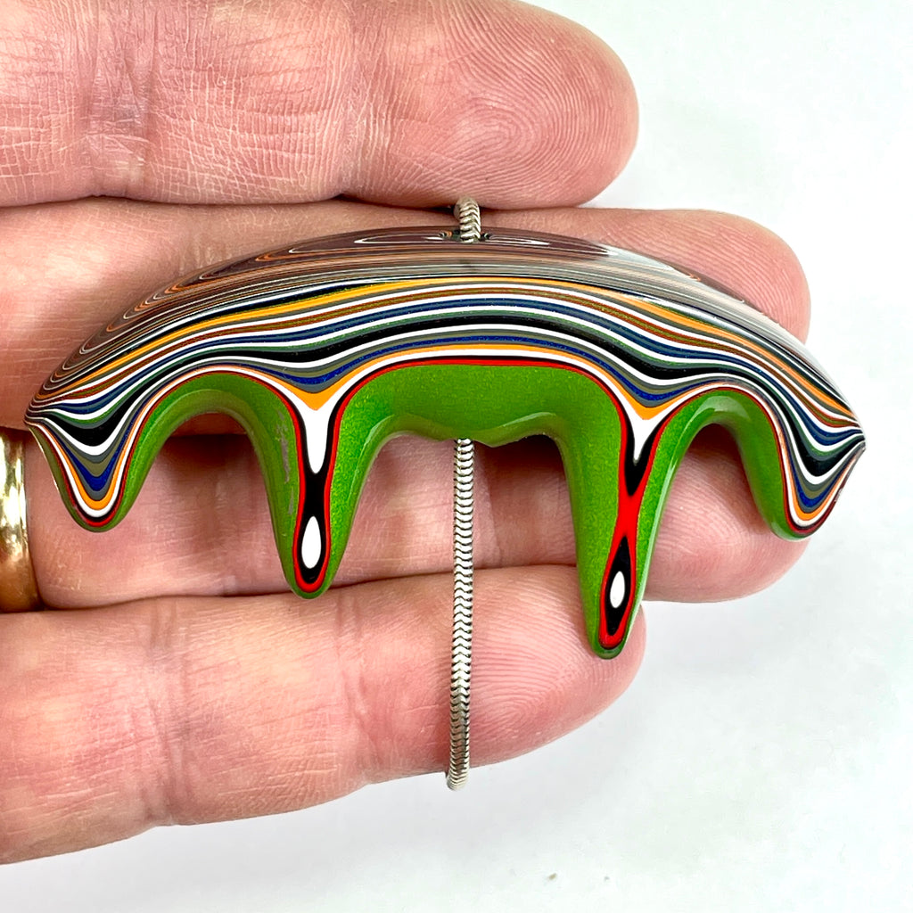 DVH Jeep Fordite Mojito Green Stalactite Drip Bead Michigan 69x35x17mm (6664) - DVHdesigns