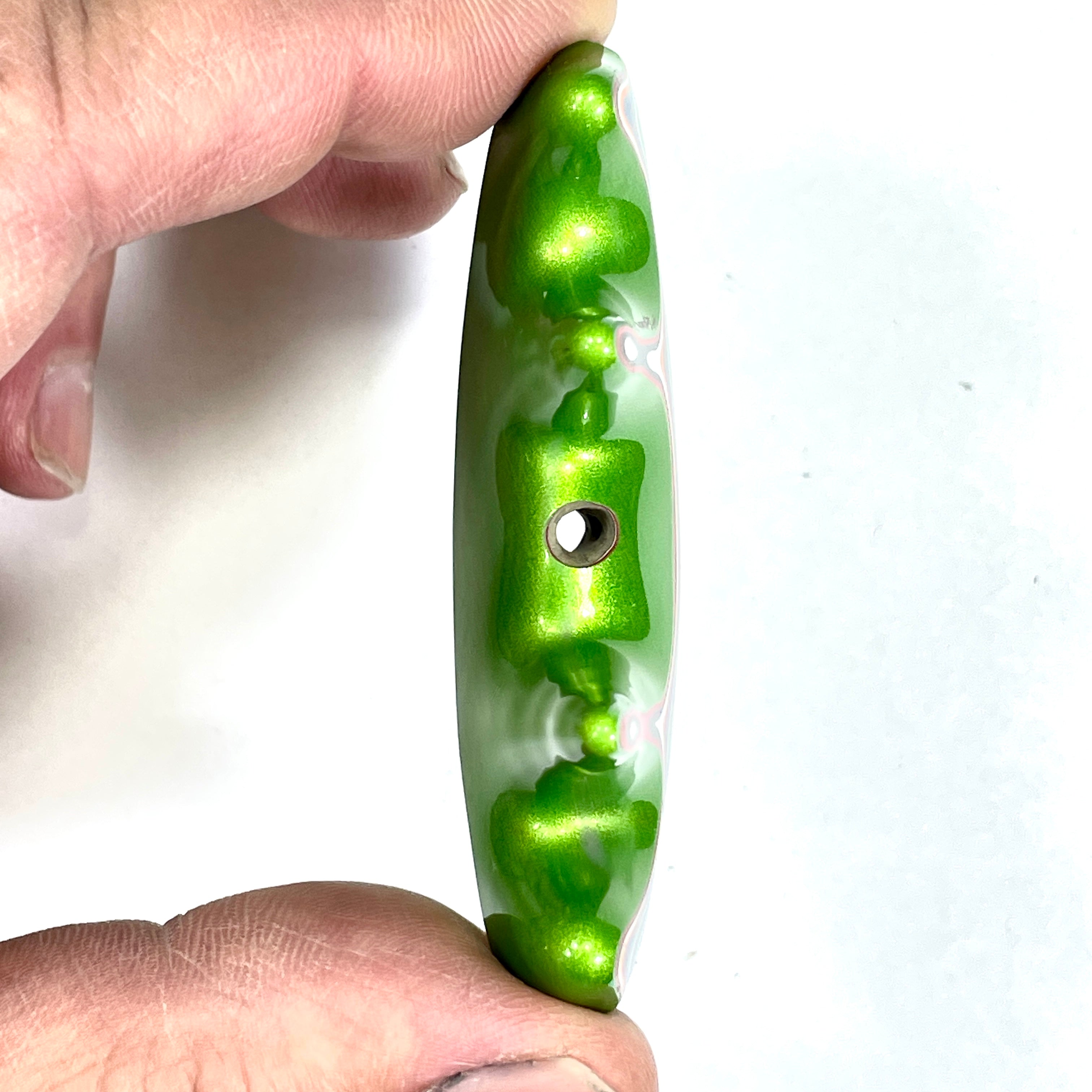 DVH Jeep Fordite Mojito Green Stalactite Drip Bead Michigan 69x35x17mm (6664) - DVHdesigns
