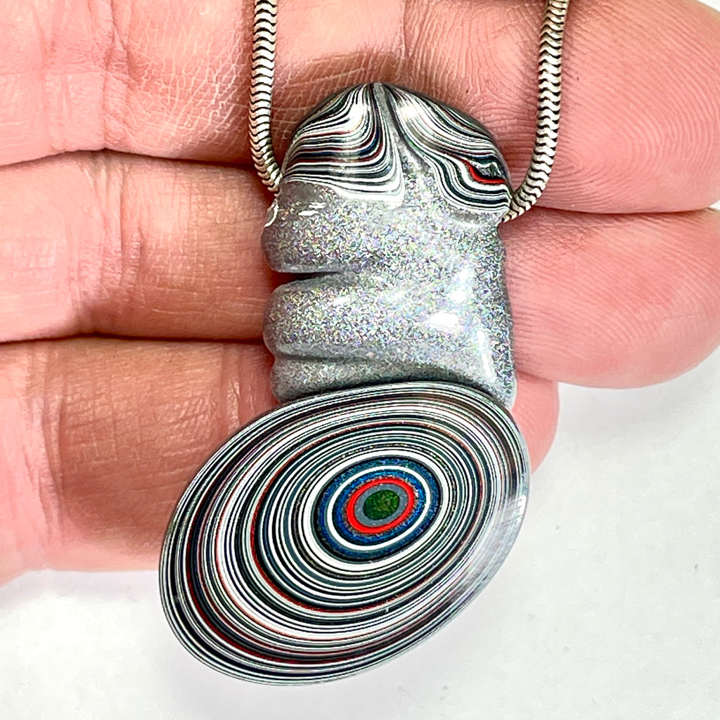 DVH Phallic Fordite Bead Pendant Necklace Michigan Chv Frd Jp 46x27x12mm (6665) - DVHdesigns