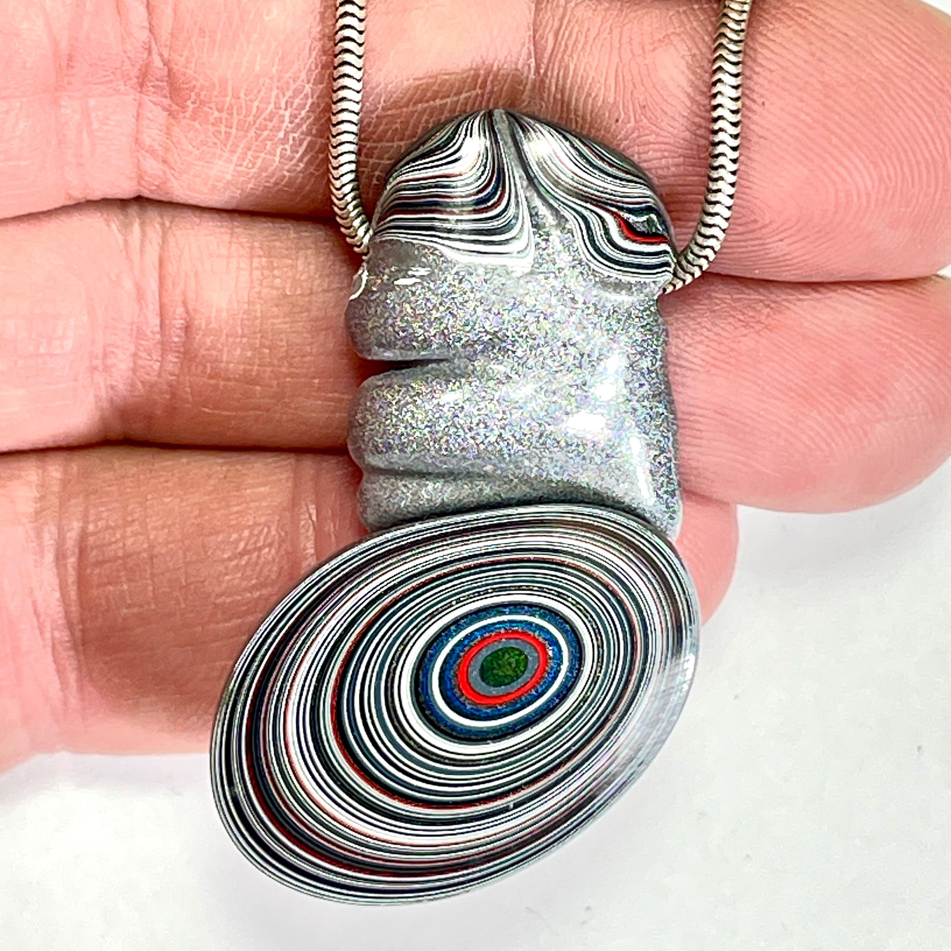DVH Phallic Fordite Bead Pendant Necklace Michigan Chv Frd Jp 46x27x12mm (6665) - DVHdesigns