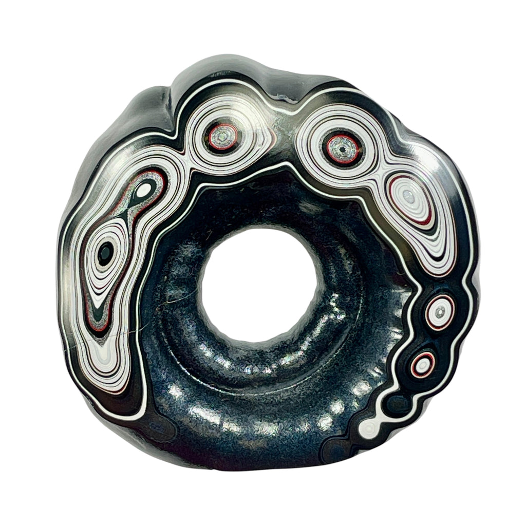 DVH Fordite Specimen Donut Buck Hole Polished Face Michigan Chv Frd Jp (6666) - DVHdesigns