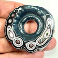 DVH Fordite Specimen Donut Buck Hole Polished Face Michigan Chv Frd Jp (6666) - DVHdesigns