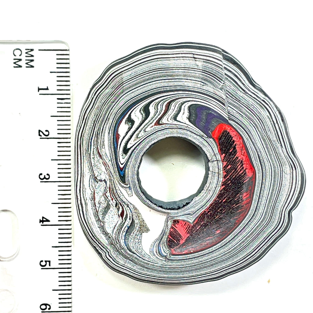 DVH Fordite Specimen Donut Buck Hole Polished Face Michigan Chv Frd Jp (6666) - DVHdesigns