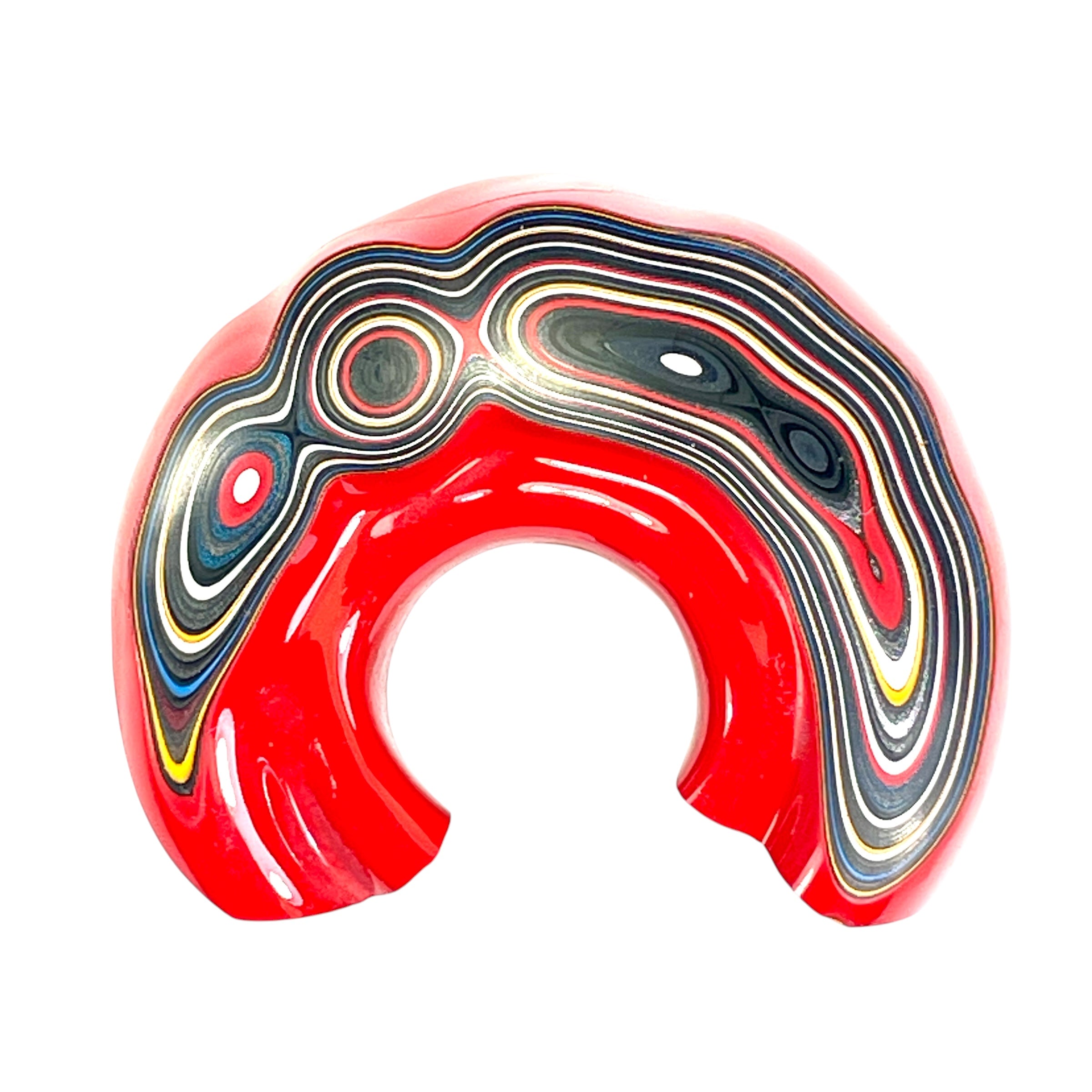 DVH Red Fordite Specimen 1/2 Donut Buck Hole Polished Face Chv Frd Jp (6668) - DVHdesigns