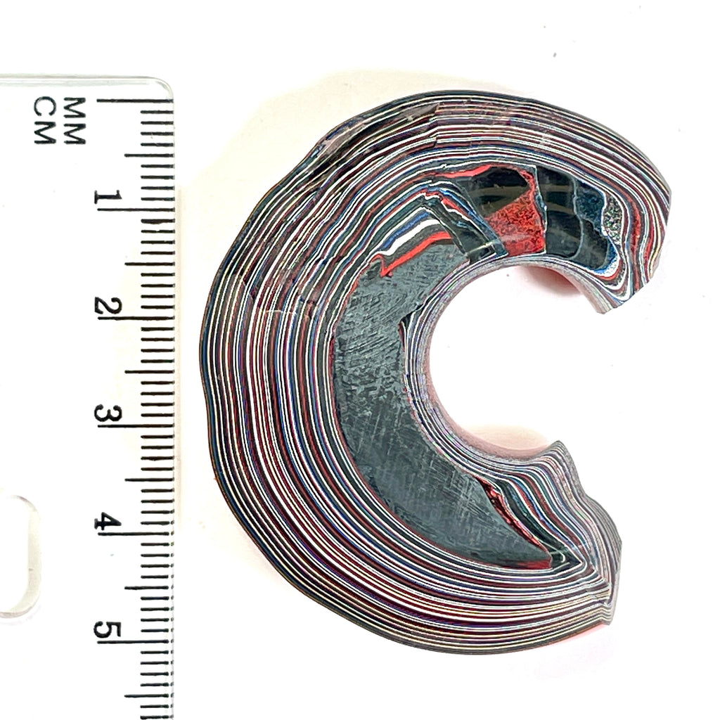 DVH Red Fordite Specimen 1/2 Donut Buck Hole Polished Face Chv Frd Jp (6668) - DVHdesigns