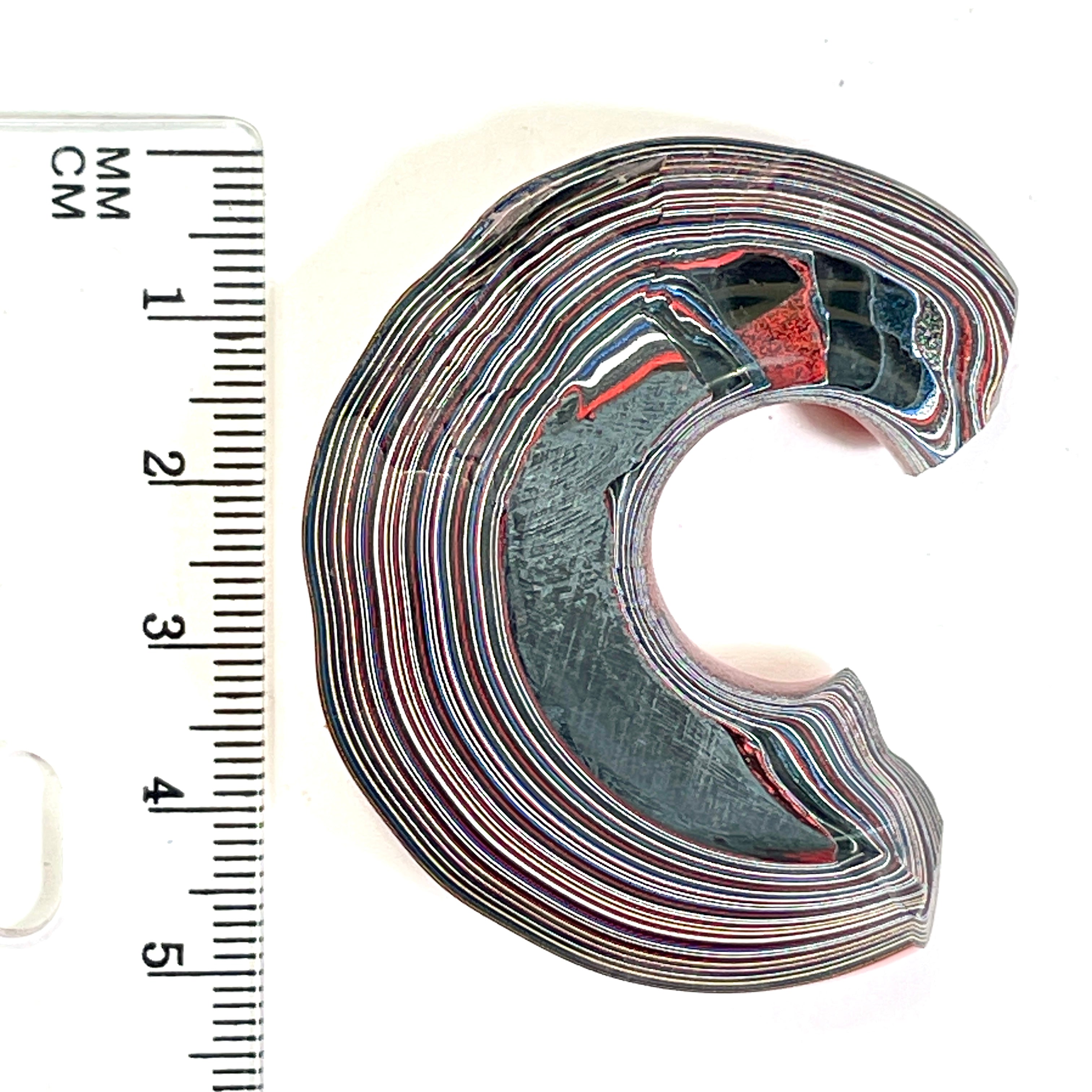 DVH Red Fordite Specimen 1/2 Donut Buck Hole Polished Face Chv Frd Jp (6668) - DVHdesigns