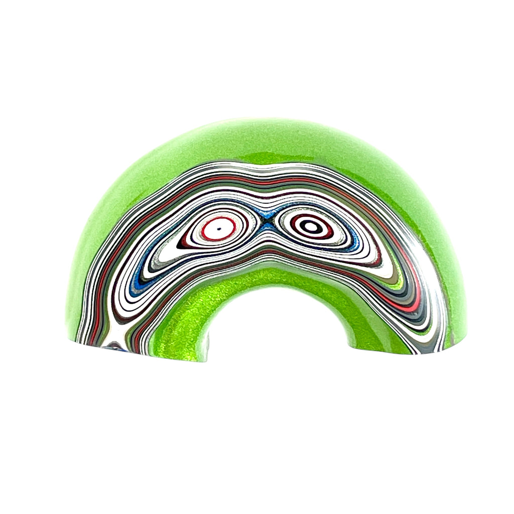 DVH Fordite Specimen 1/2 Donut Buck Hole Polished Face Michigan Chv Frd Jp (6669) - DVHdesigns