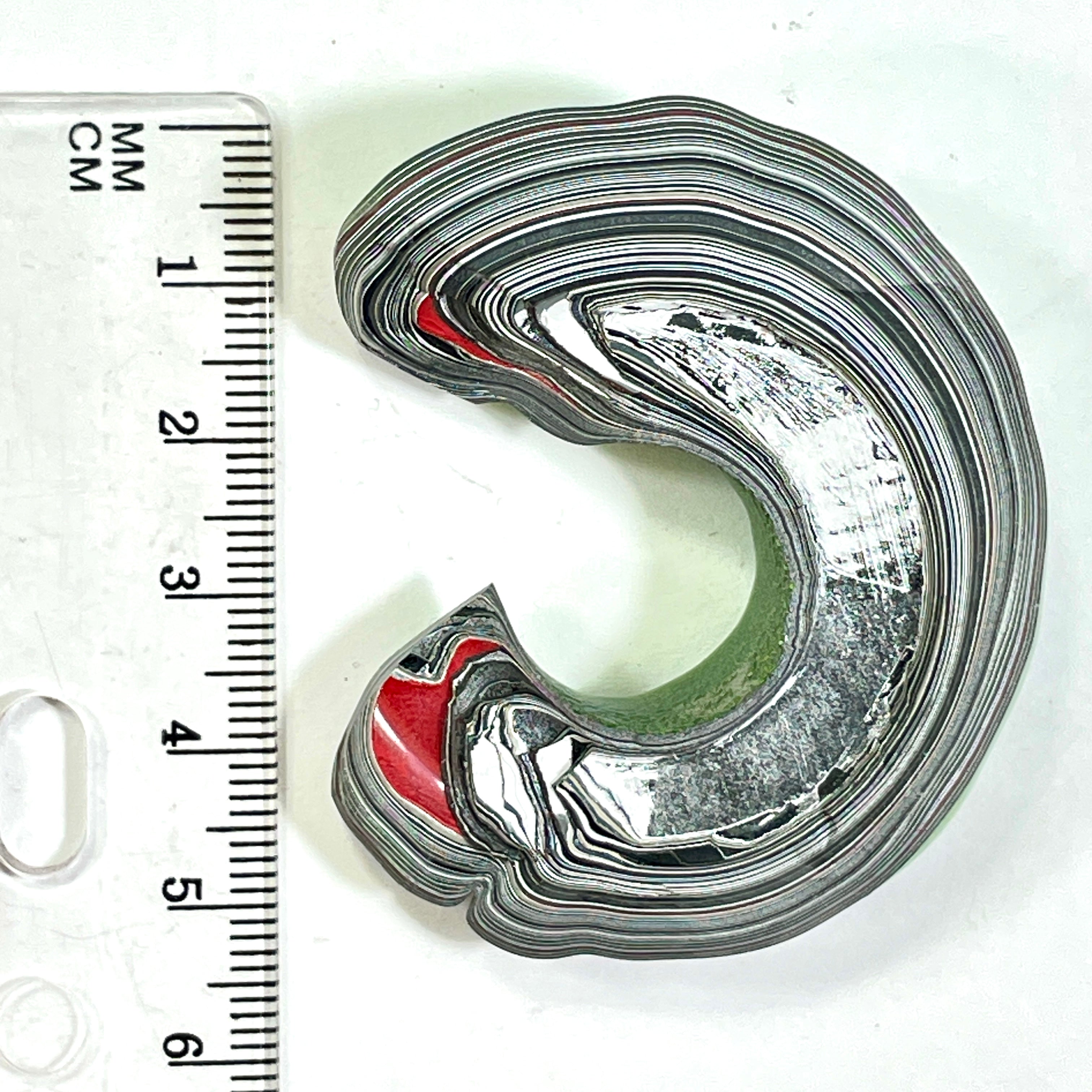DVH Fordite Specimen 1/2 Donut Buck Hole Polished Face Michigan Chv Frd Jp (6673) - DVHdesigns