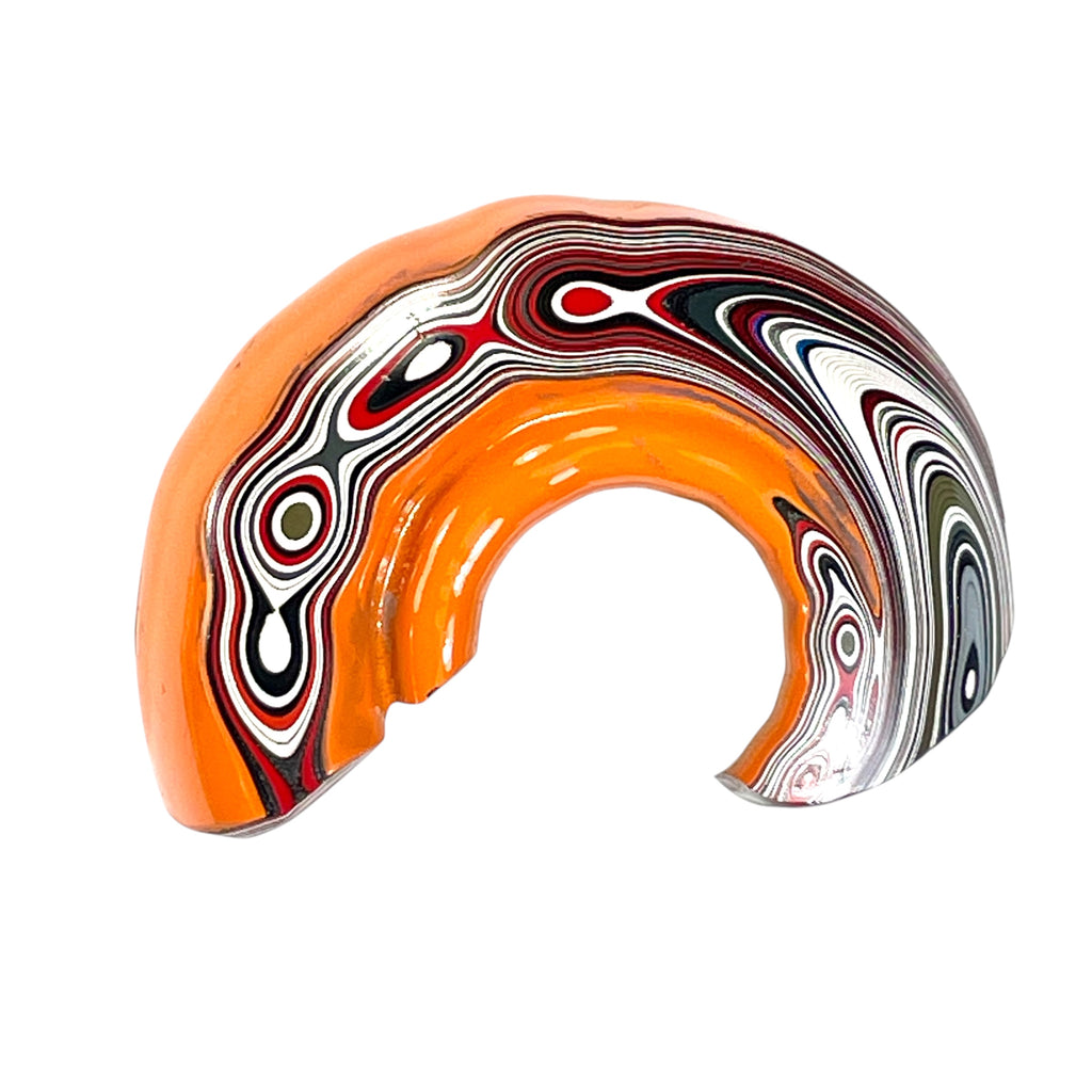 DVH Joose Orange Jeep Fordite Specimen 1/2 Donut Buck Hole Polished Face (6674) - DVHdesigns