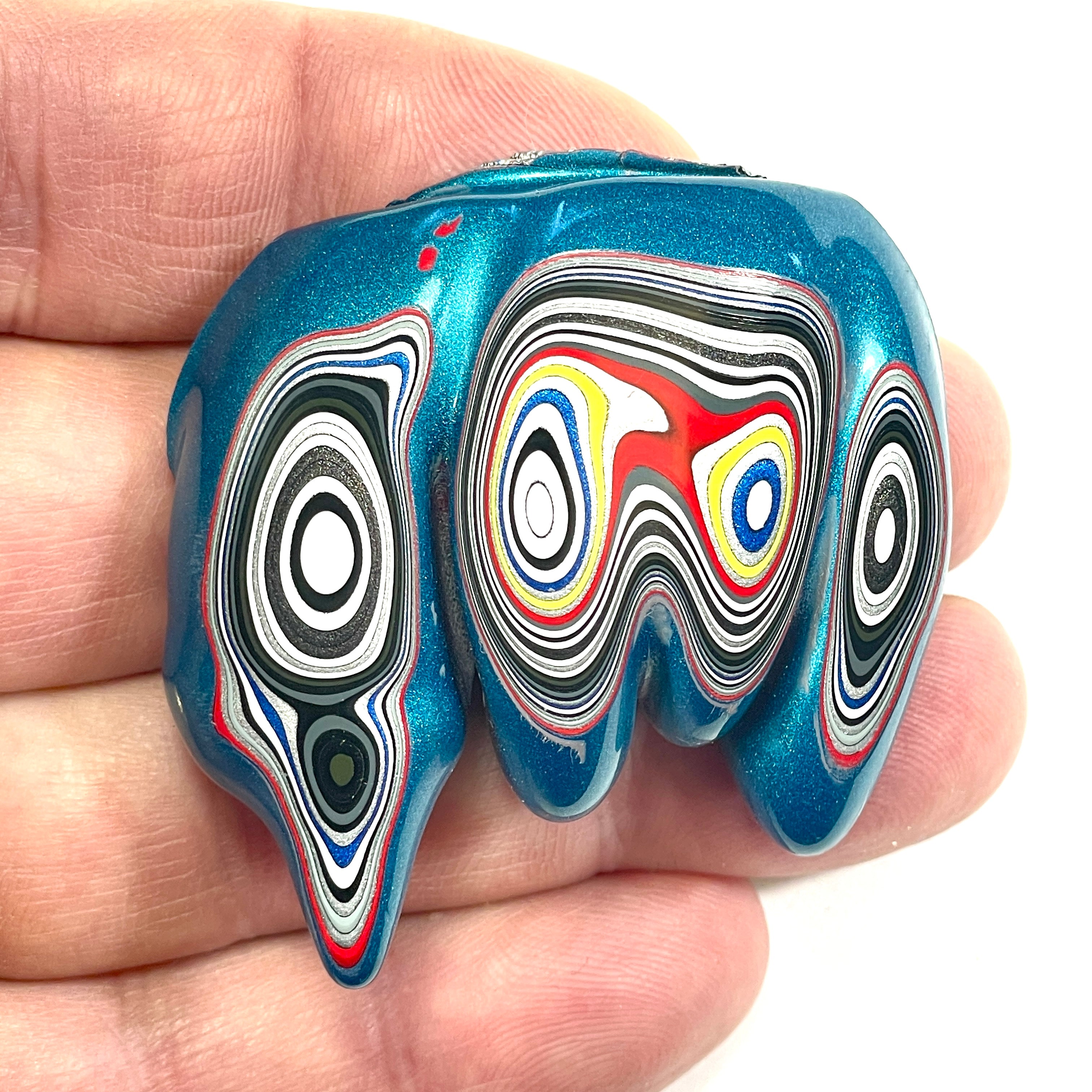 DVH Bikini Pearl Blue Jeep Genuine Fordite Specimen Polished Face Michigan (6689)
