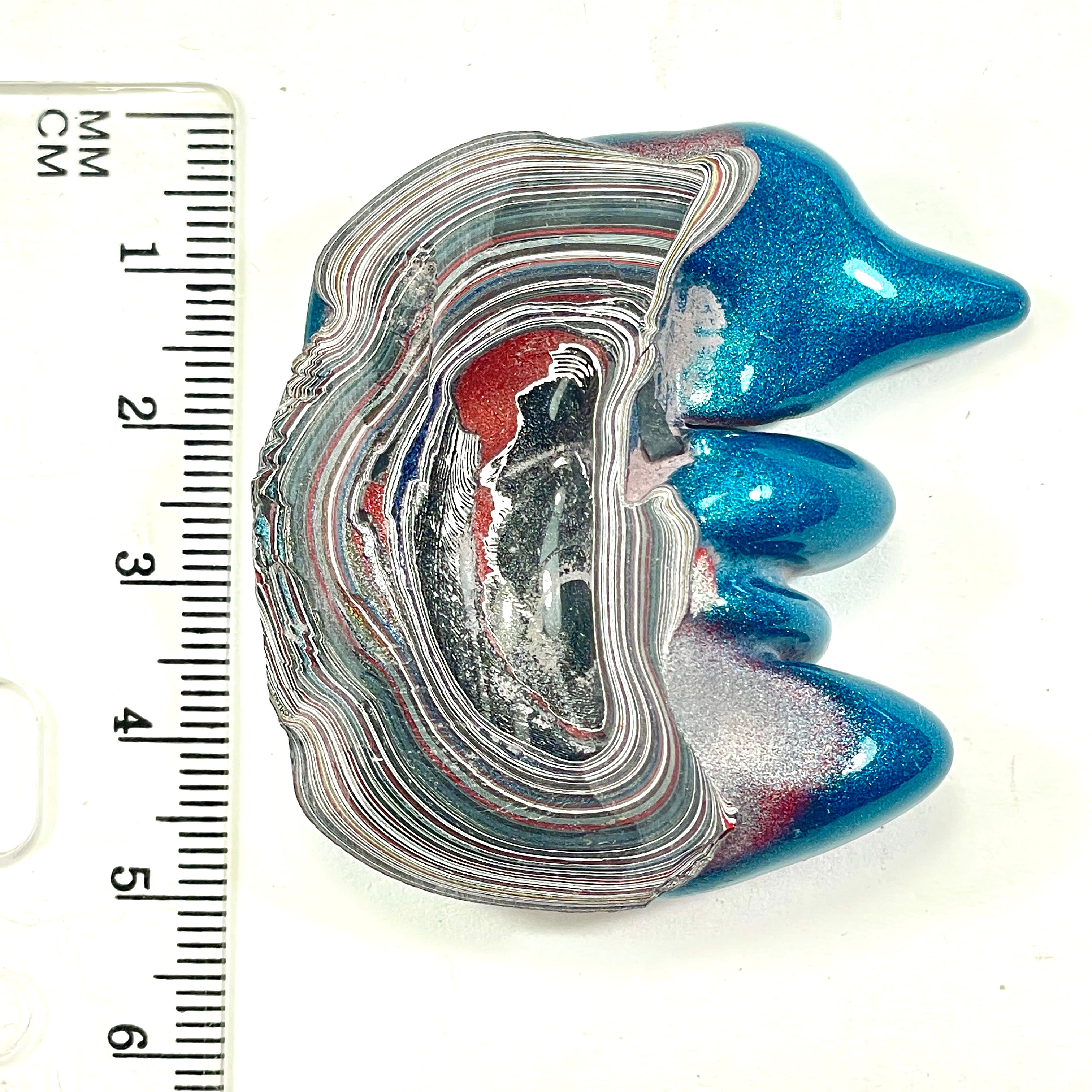 DVH Bikini Pearl Blue Jeep Genuine Fordite Specimen Polished Face Michigan (6689)