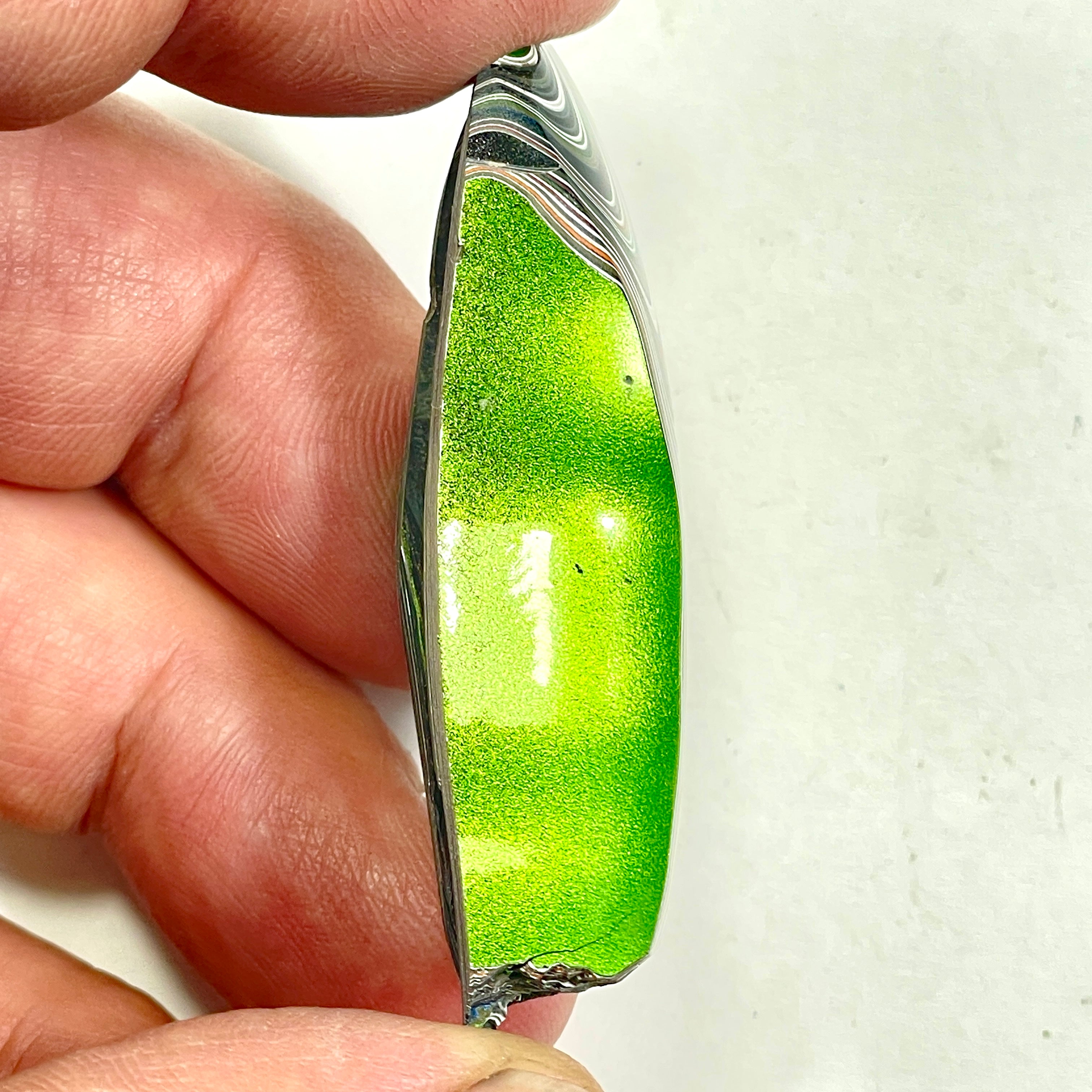 DVH Mojito Green Jeep Fordite Specimen Polished Face Michigan (6690)