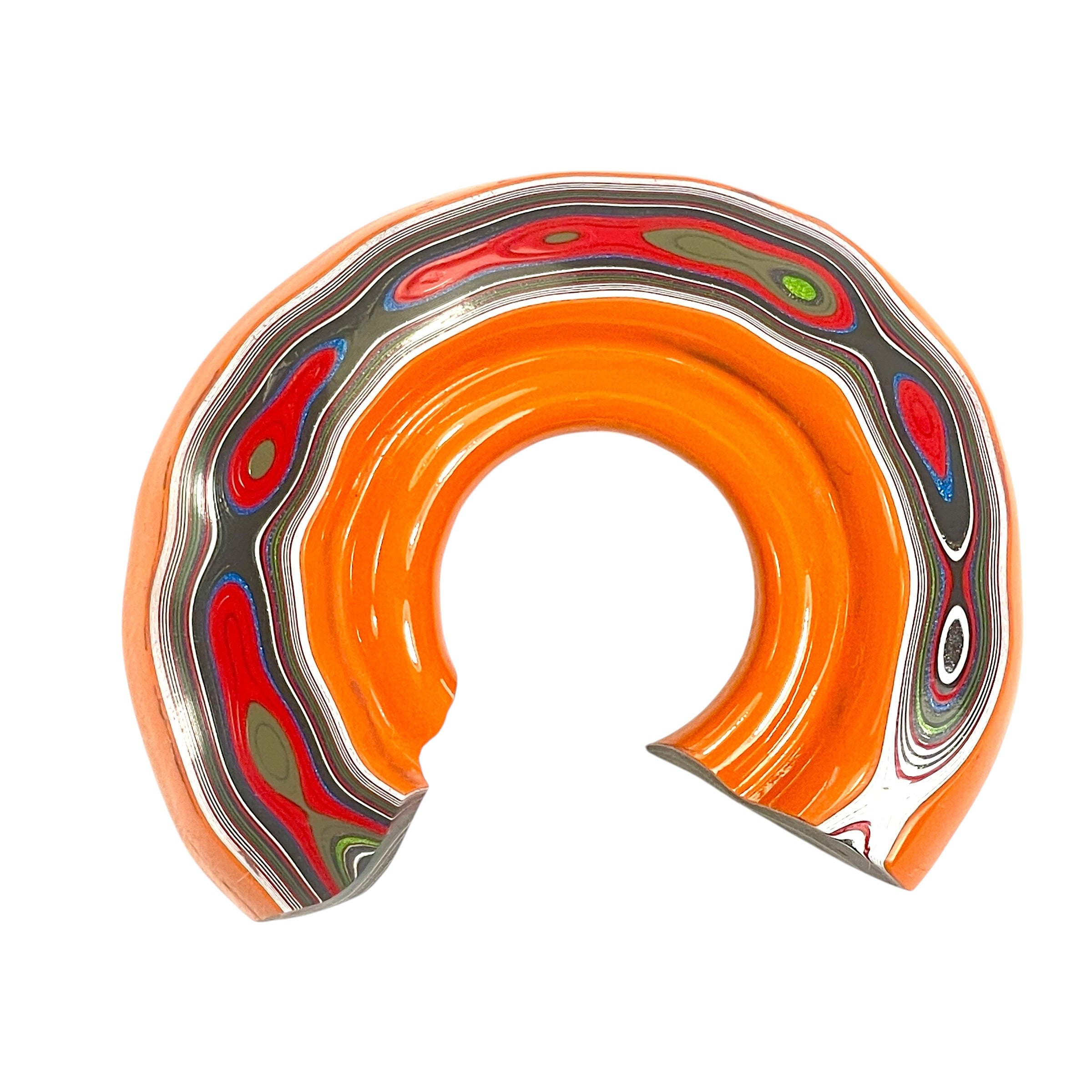 DVH Joose Orange Jp Fordite 1/2 Donut Specimen Polished Face Michigan (6702)