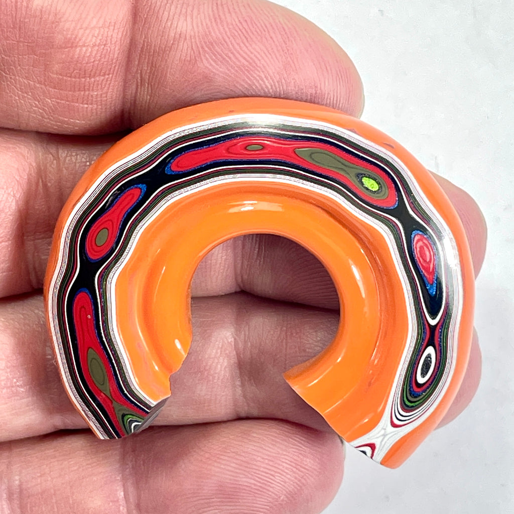 DVH Joose Orange Jp Fordite 1/2 Donut Specimen Polished Face Michigan (6702)