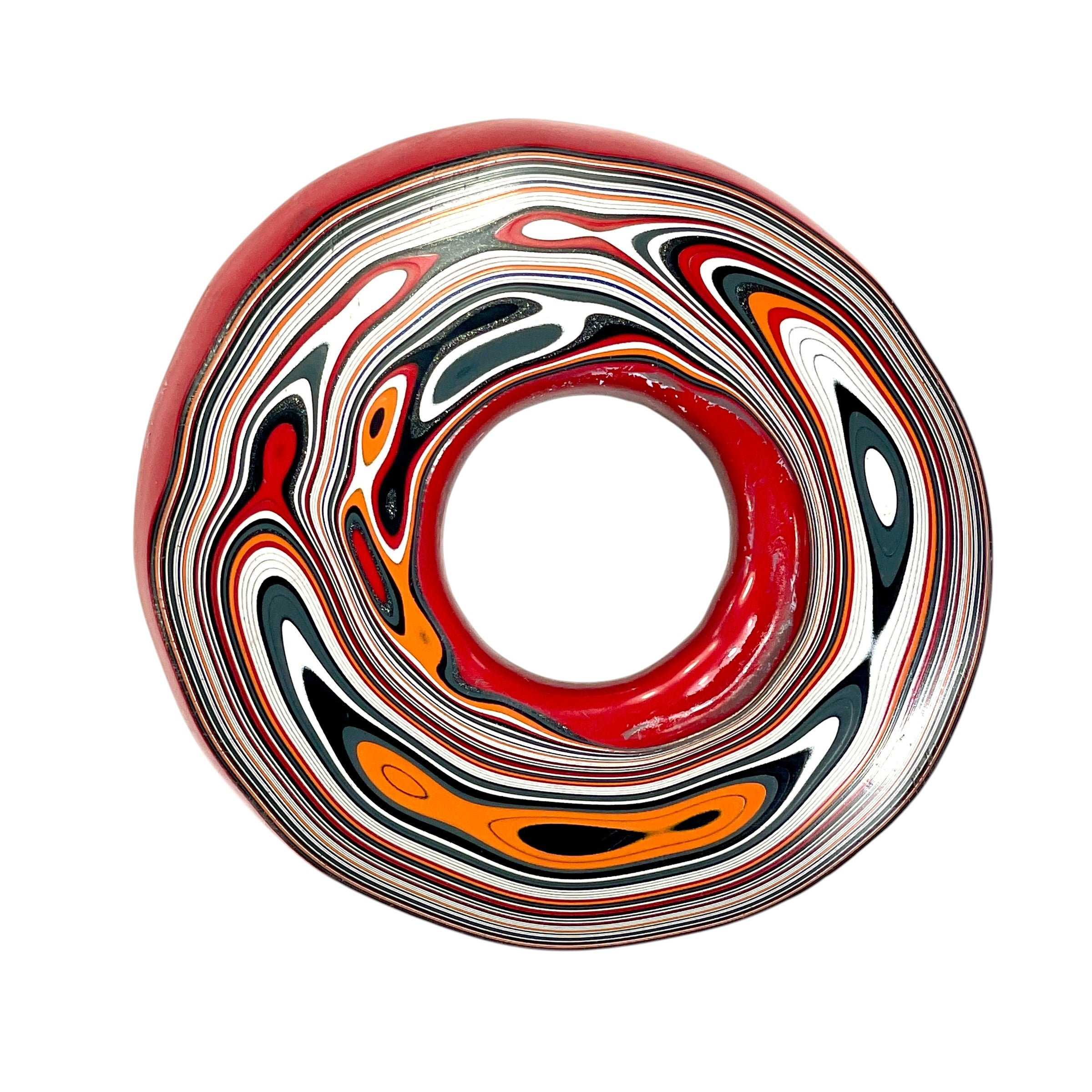 DVH Red Fordite Specimen Donut Buck Hole Polished Face Chv Frd Jp (6713)