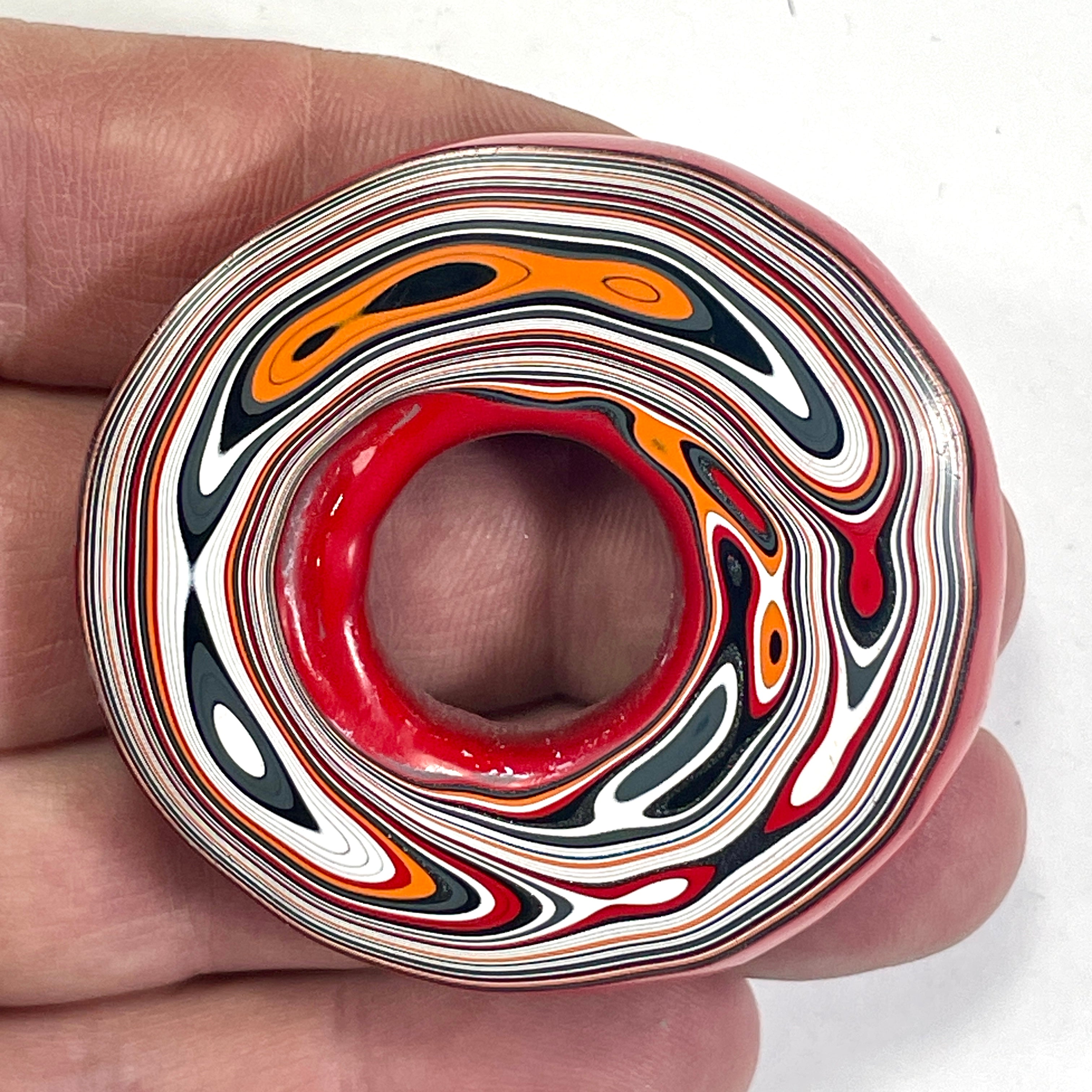 DVH Red Fordite Specimen Donut Buck Hole Polished Face Chv Frd Jp (6713)
