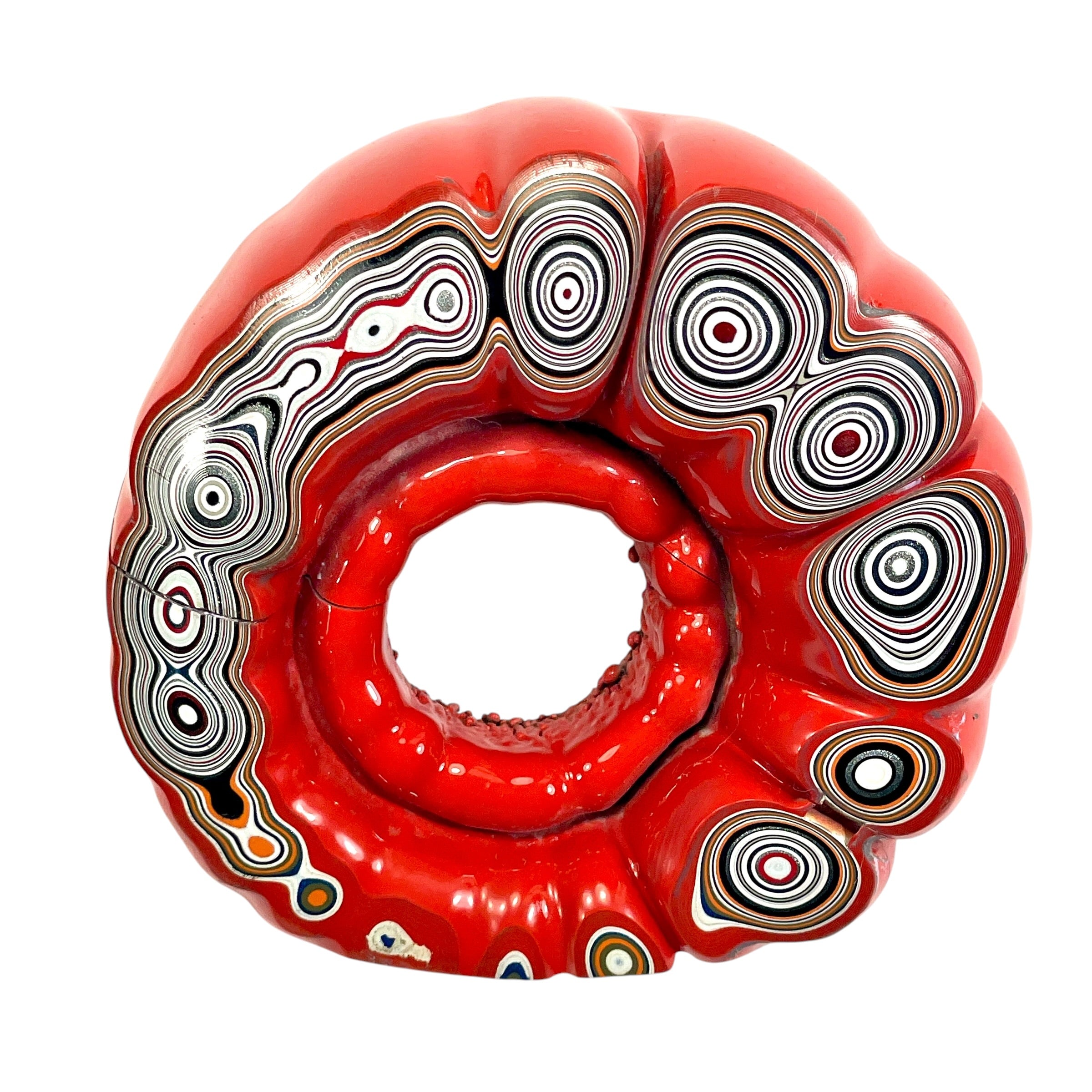 DVH Orange Fordite Specimen Donut Buck Hole Polished Face Chv Frd Jp (6714)