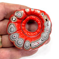DVH Orange Fordite Specimen Donut Buck Hole Polished Face Chv Frd Jp (6714)