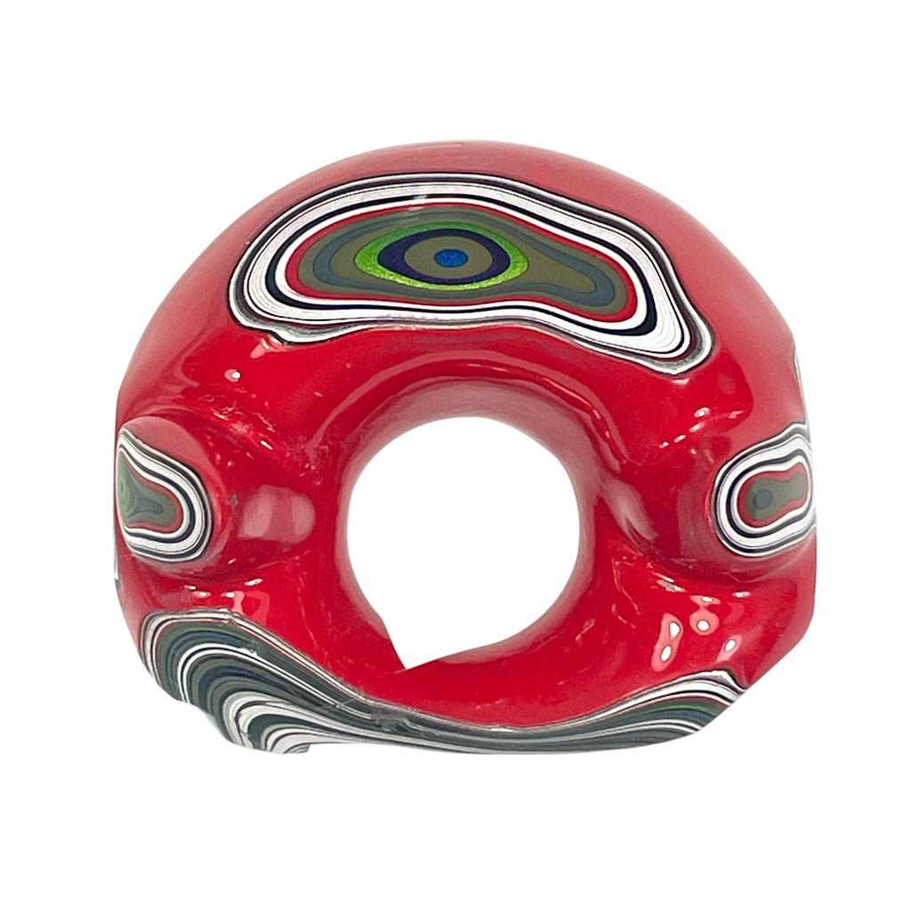 DVH Red Fordite Specimen Partial Donut Buck Hole Polished Face Chv Frd Jp (6715)