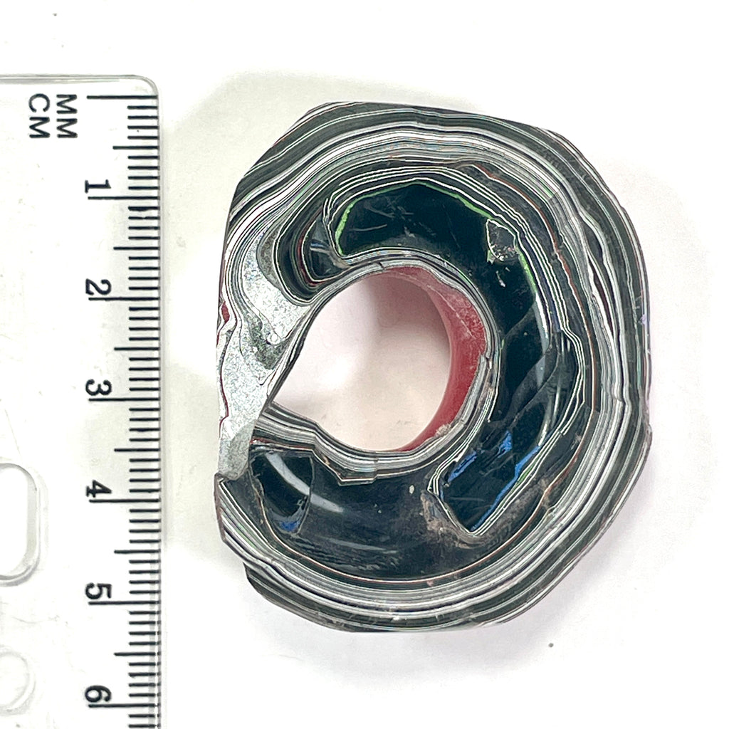 DVH Red Fordite Specimen Partial Donut Buck Hole Polished Face Chv Frd Jp (6715)