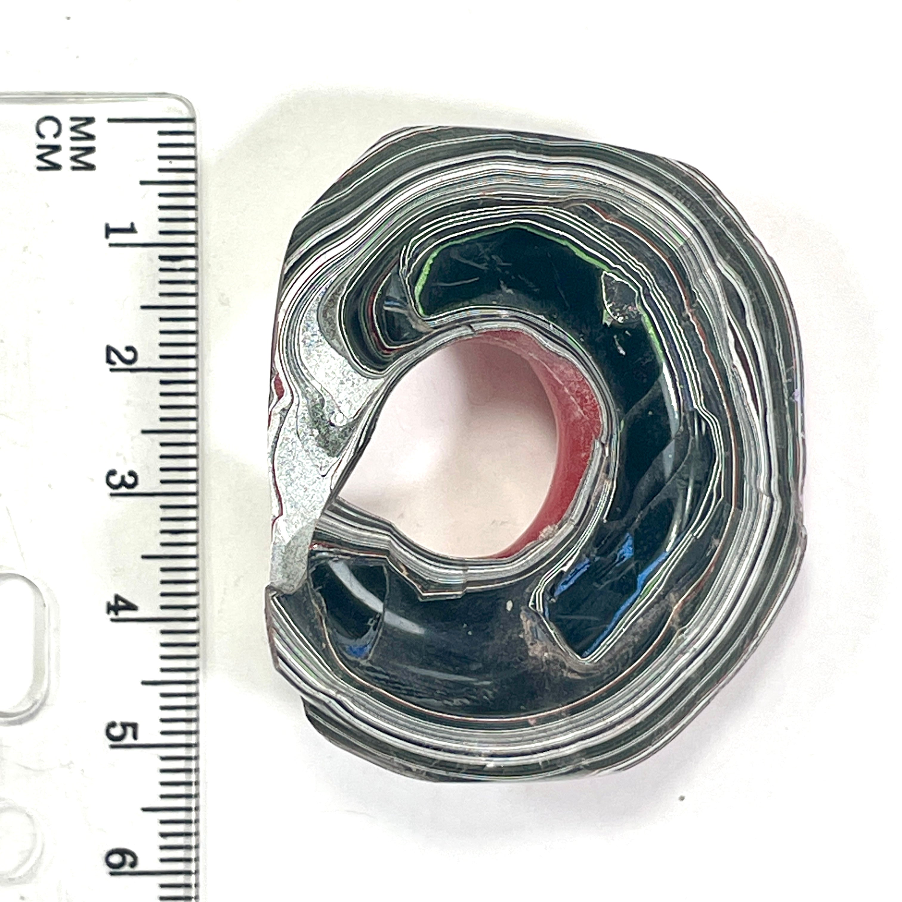 DVH Red Fordite Specimen Partial Donut Buck Hole Polished Face Chv Frd Jp (6715)
