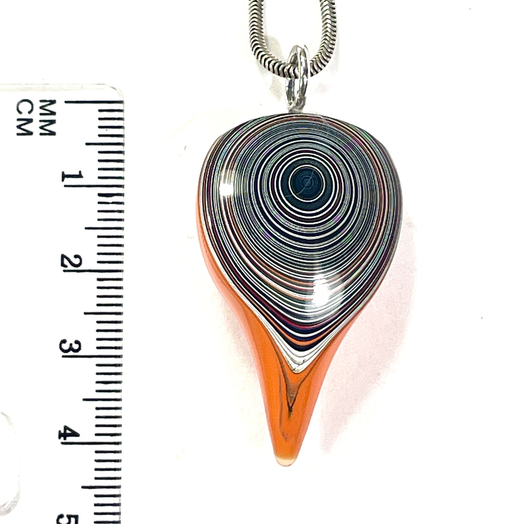 DVH Jp Orange Joose Fordite Bird Head Pendant Necklace 40x24x14mm (6727)