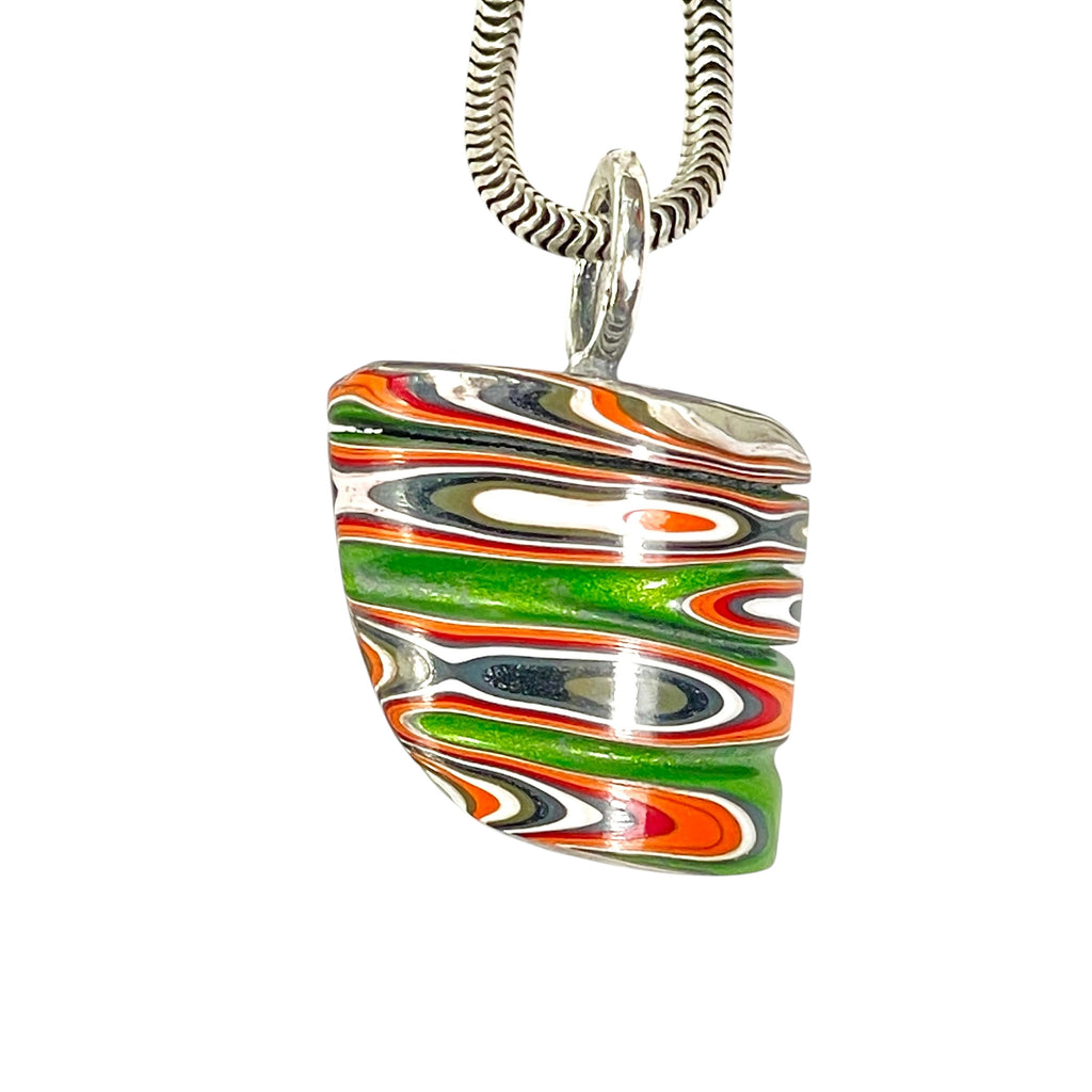 DVH Michigan Fordite Pendant Necklace Chv Frd Jp 17x17x11mm (6728)