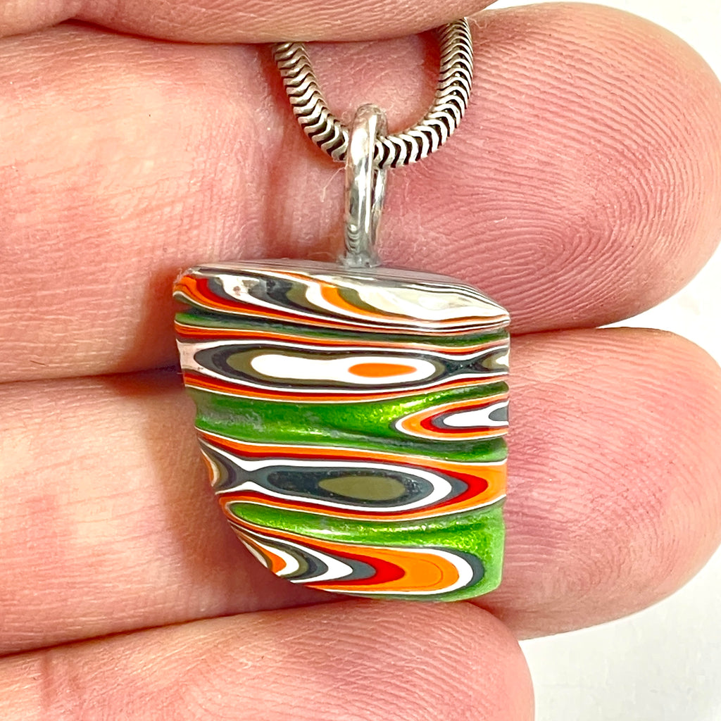 DVH Michigan Fordite Pendant Necklace Chv Frd Jp 17x17x11mm (6728)