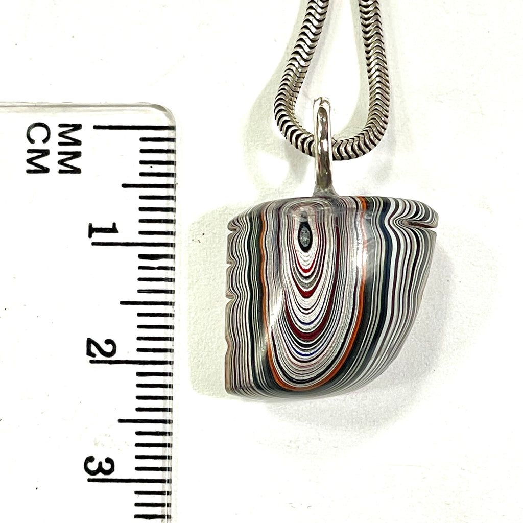 DVH Michigan Fordite Pendant Necklace Chv Frd Jp 17x17x11mm (6728)