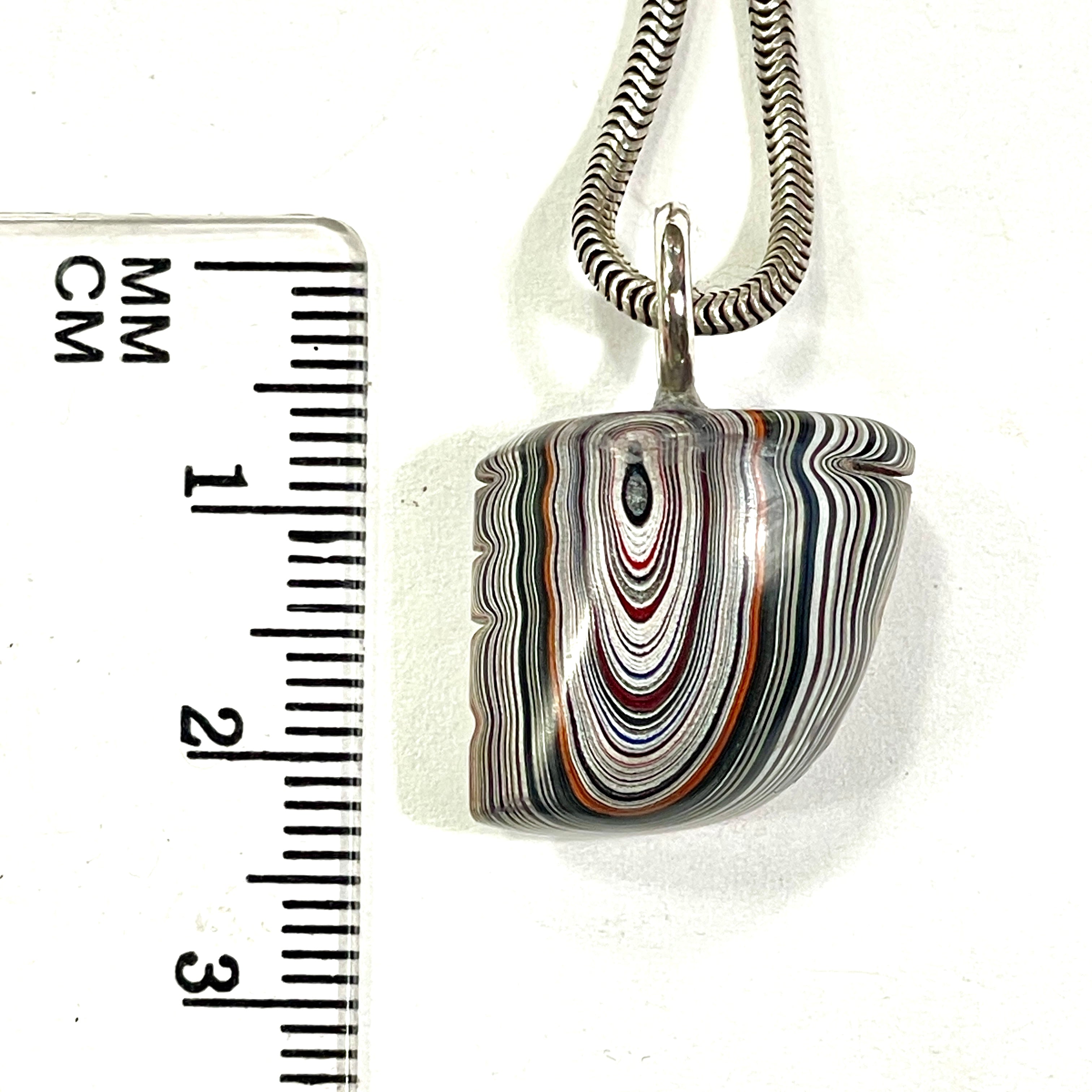 DVH Michigan Fordite Pendant Necklace Chv Frd Jp 17x17x11mm (6728)