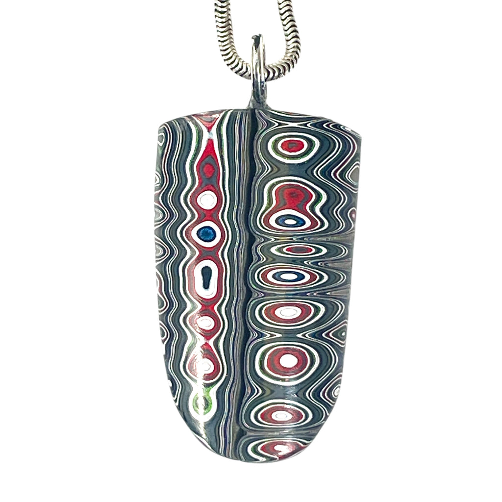 DVH Michigan Fordite Pendant Necklace Chv Frd Jp 38x22x9mm (6729)