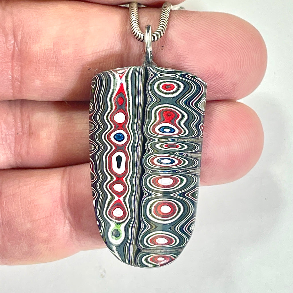 DVH Michigan Fordite Pendant Necklace Chv Frd Jp 38x22x9mm (6729)