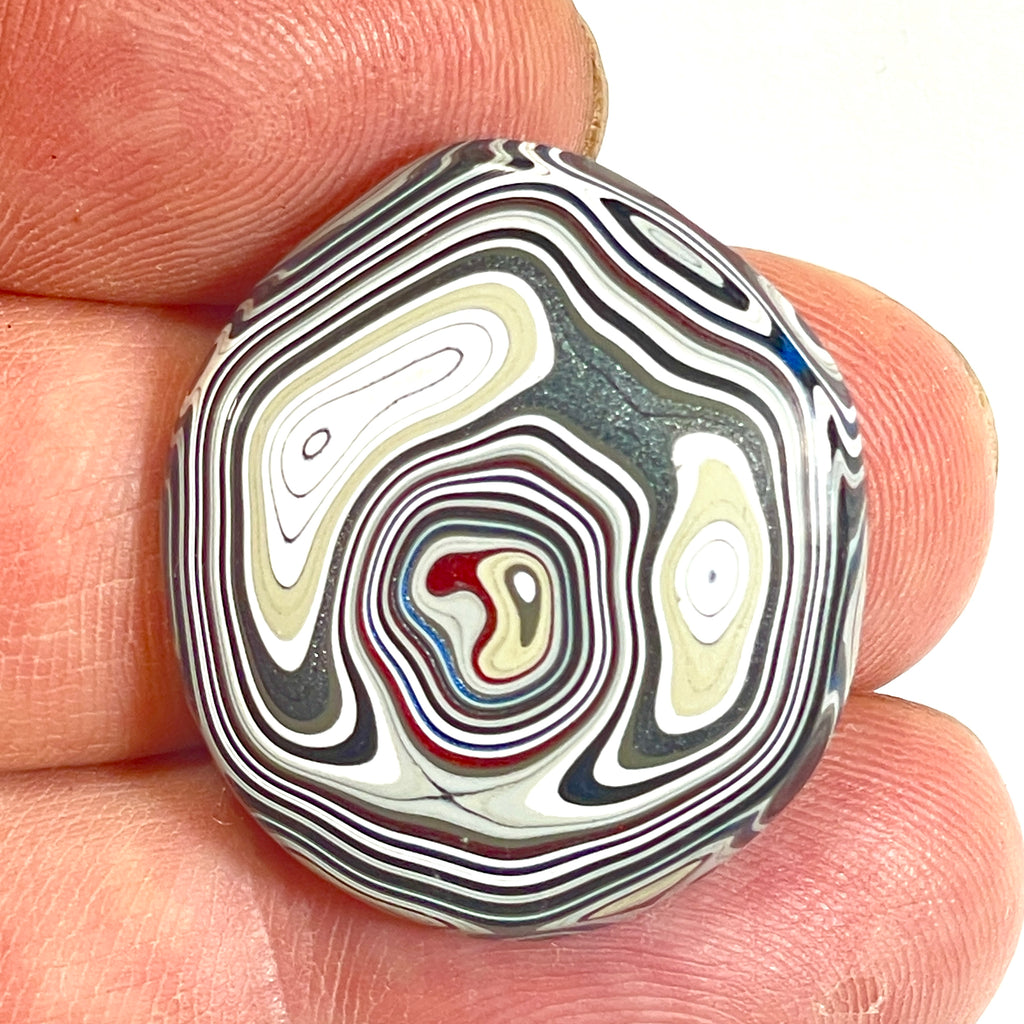 DVH Rare Michigan Fordite Hex Bolt Cap Cabochon Chv Frd Jp 26x30x5mm (6751)