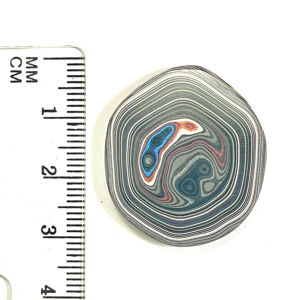 DVH Rare Michigan Fordite Hex Bolt Cap Cabochon Chv Frd Jp 26x30x5mm (6751)