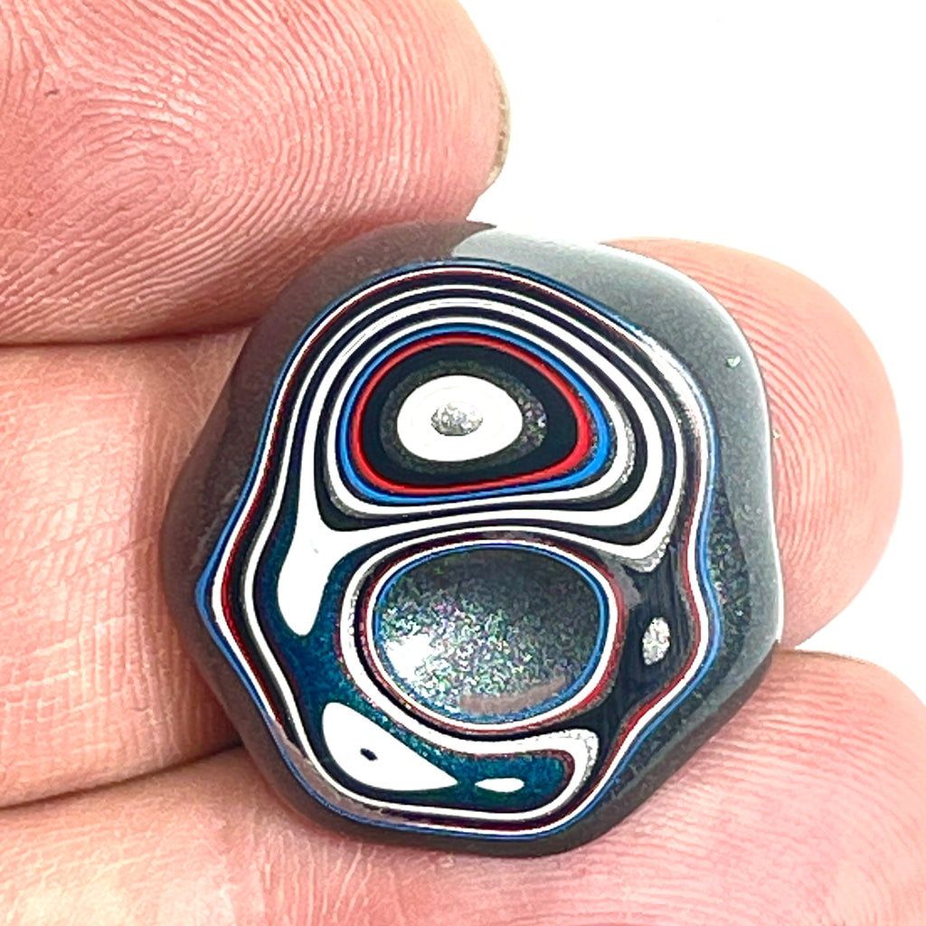 DVH Rare Michigan Fordite Hex Bolt Cap Cabochon Chv Frd Jp 25x25x9mm (6752)