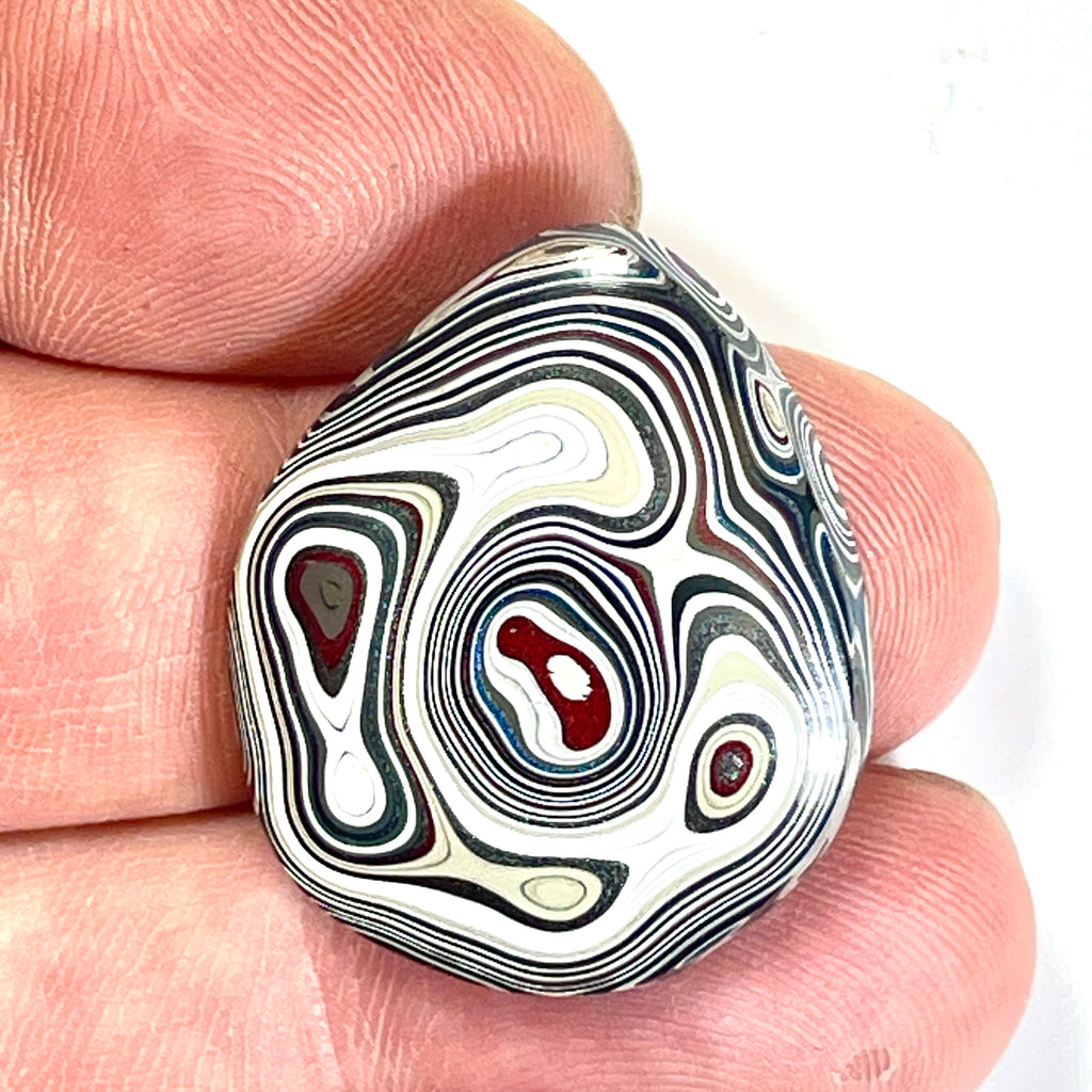 DVH Rare Michigan Fordite Hex Bolt Cap Cabochon Chv Frd Jp 30x26x6mm (6753)