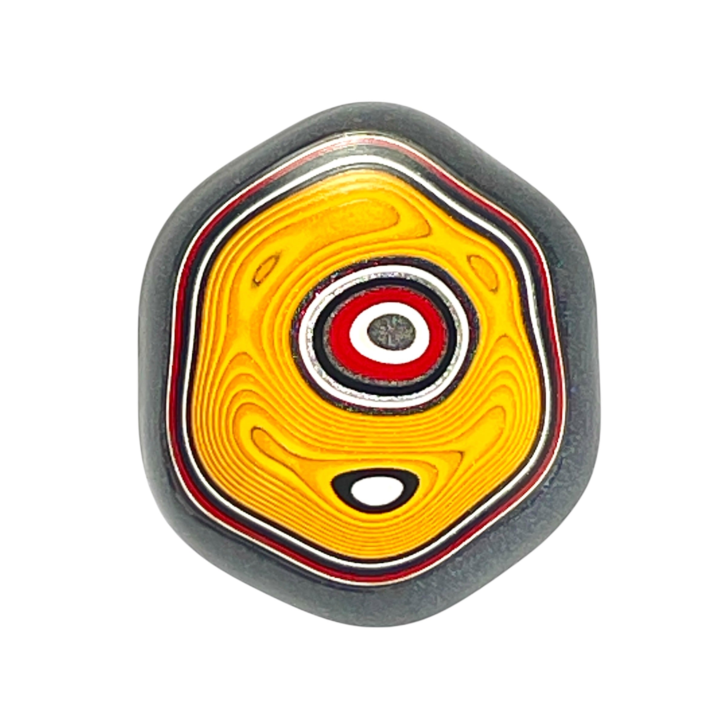 DVH Rare Orange Michigan Fordite Hex Bolt Cap Cabochon Chv Frd Jp 26x26x5mm (6754)