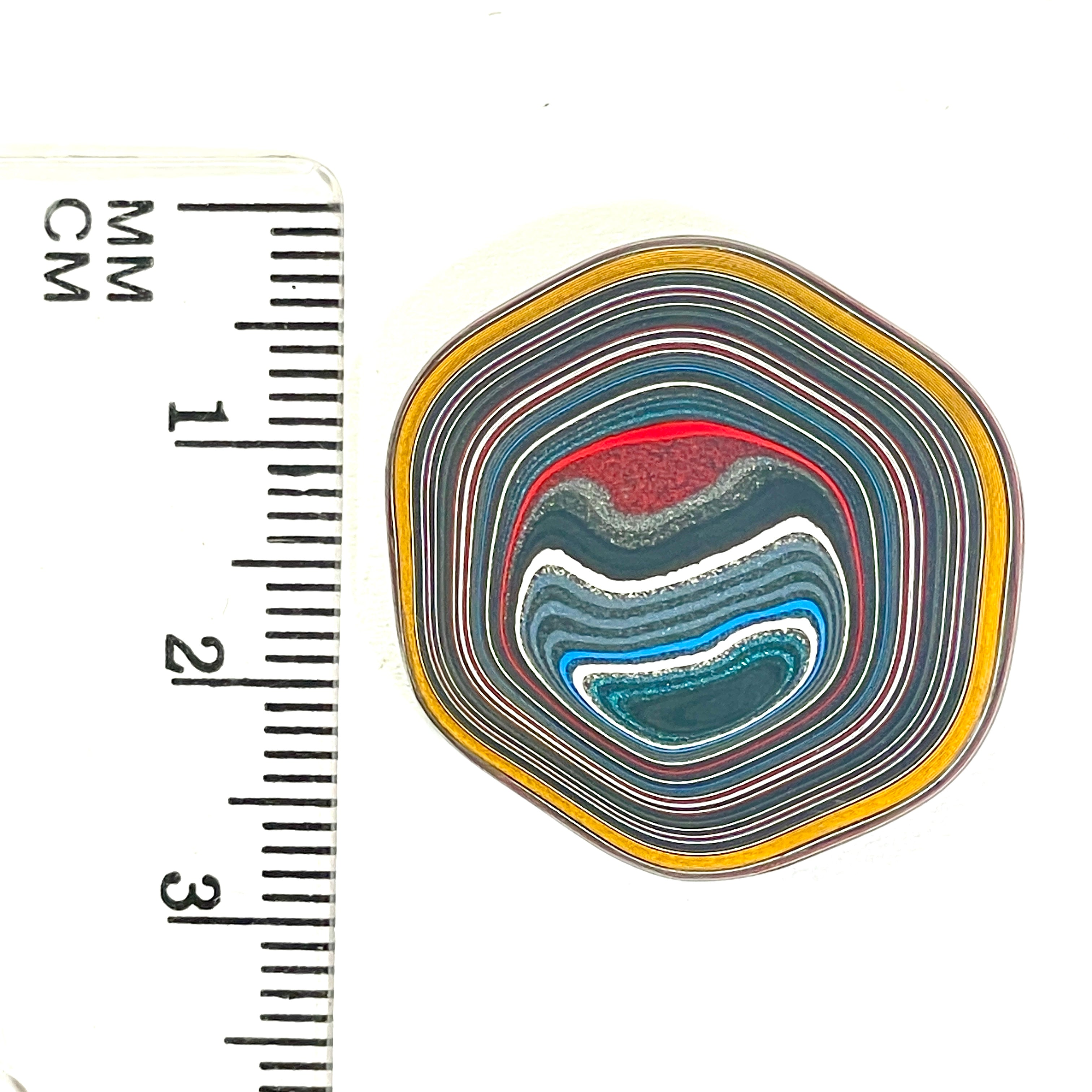 DVH Rare Orange Michigan Fordite Hex Bolt Cap Cabochon Chv Frd Jp 26x26x5mm (6754)
