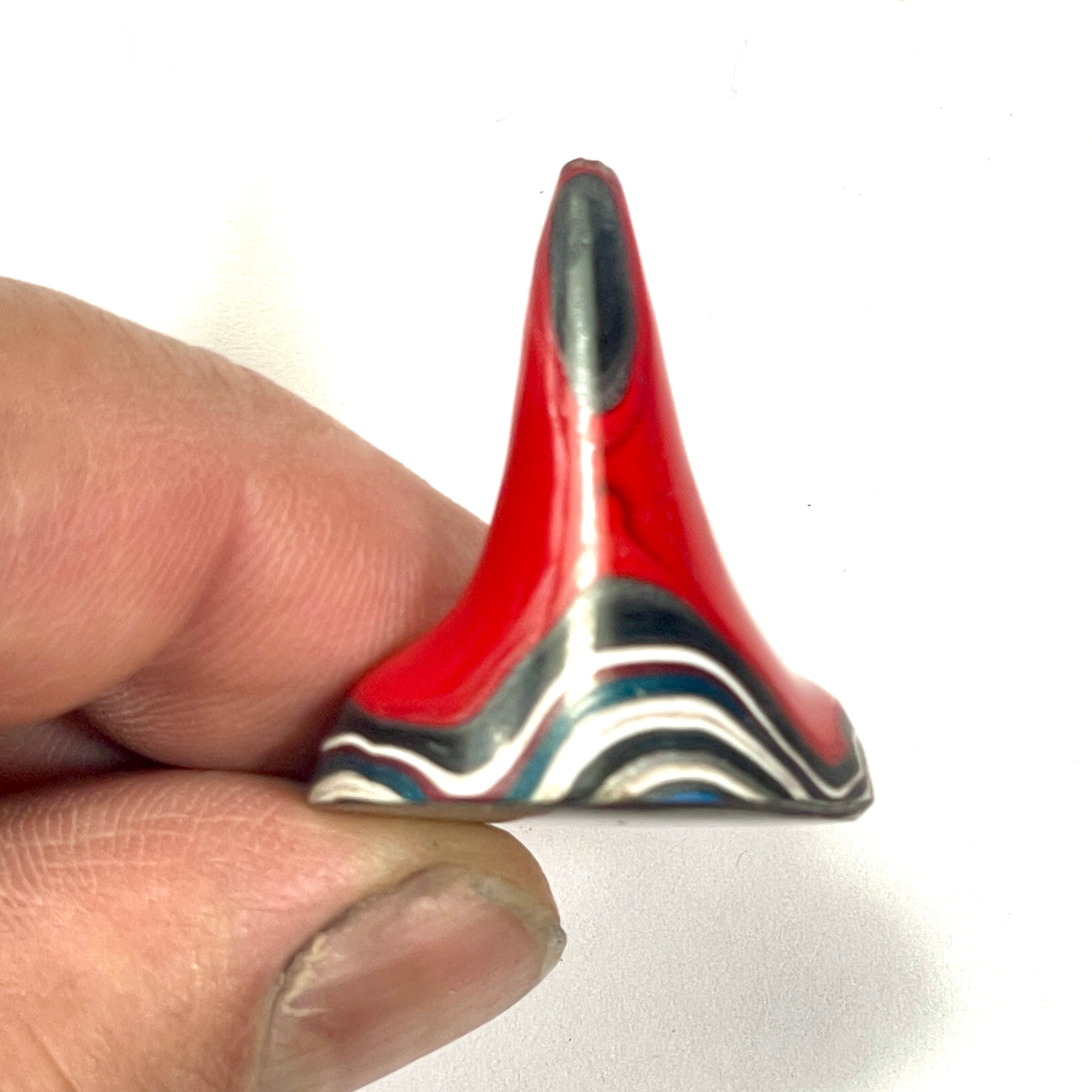 DVH Rare Red Michigan Fordite Hex Bolt Cap Stalactite Cabochon 26x26x30mm (6755)