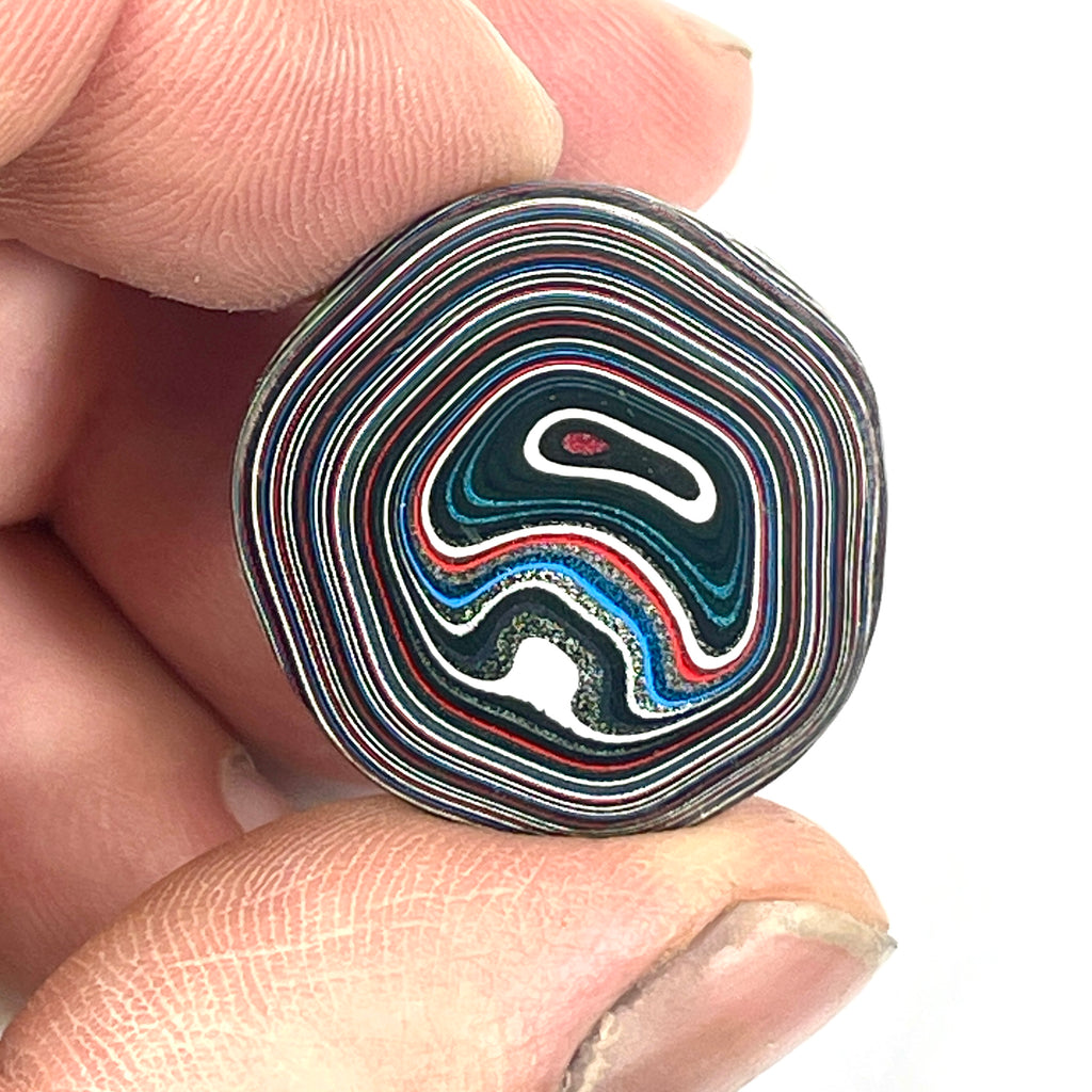 DVH Rare Red Michigan Fordite Hex Bolt Cap Stalactite Cabochon 26x26x30mm (6755)