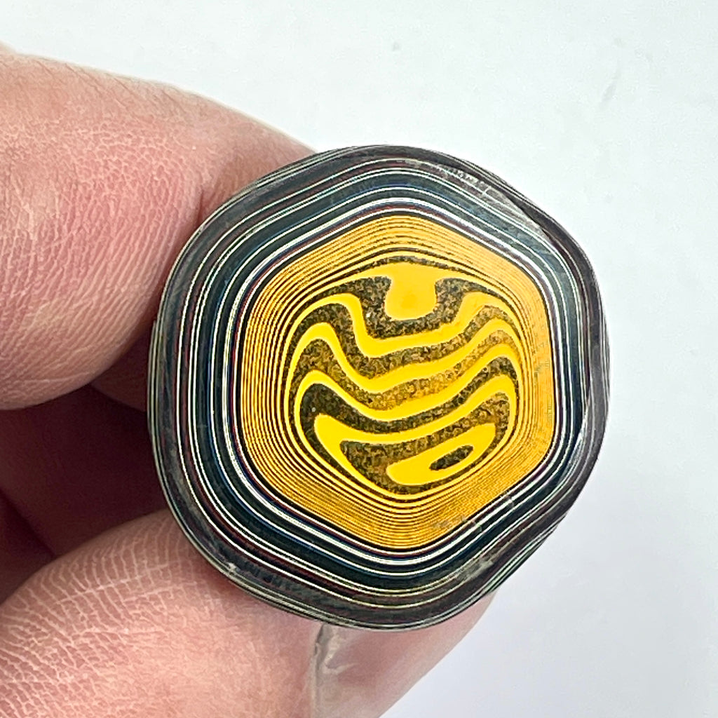 DVH Rare Michigan Fordite Hex Bolt Cap Stalactite Cabochon 26x26x35mm (6756)