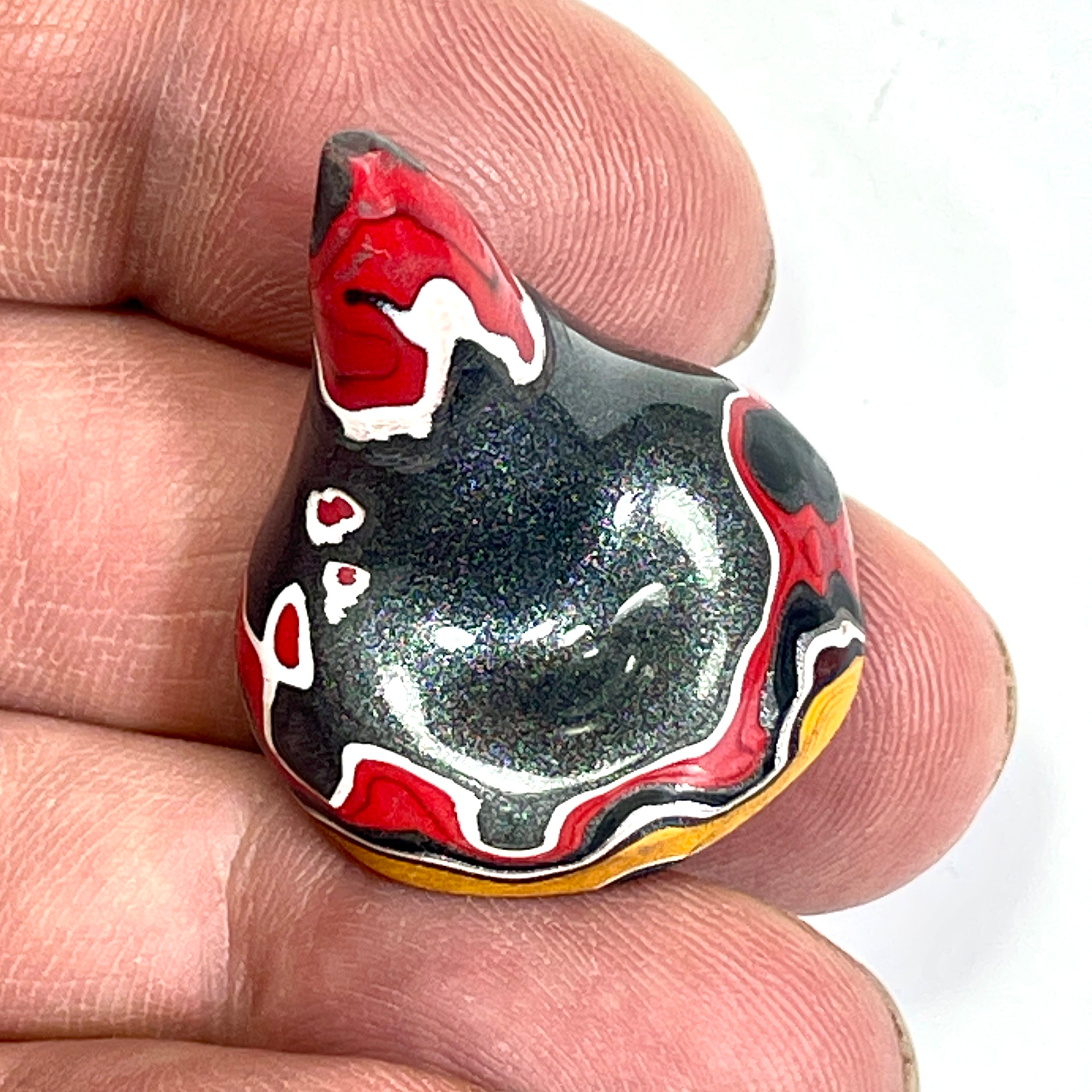 DVH Rare Michigan Fordite Hex Bolt Cap Stalactite Cabochon 24x26x25mm (6757)