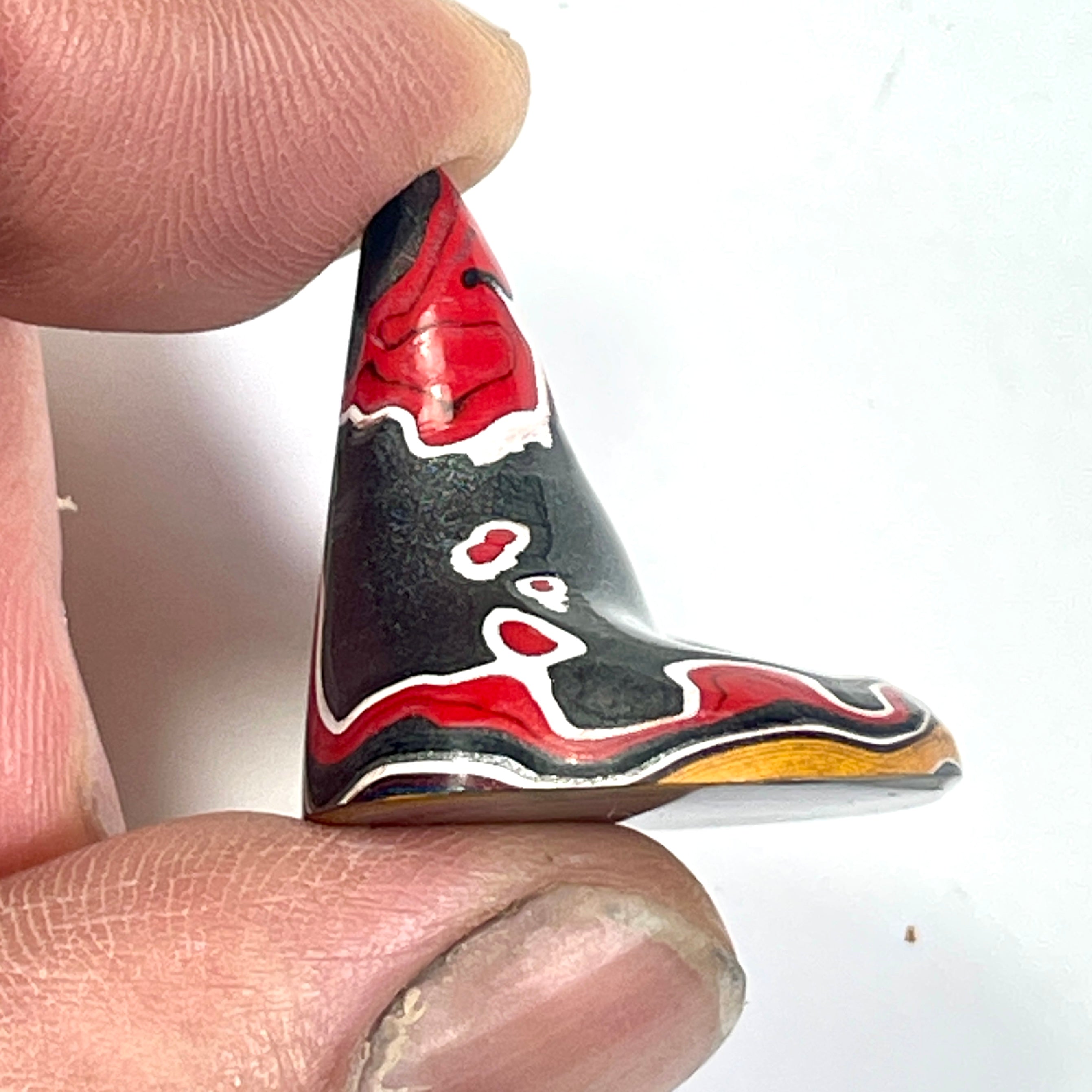 DVH Rare Michigan Fordite Hex Bolt Cap Stalactite Cabochon 24x26x25mm (6757)