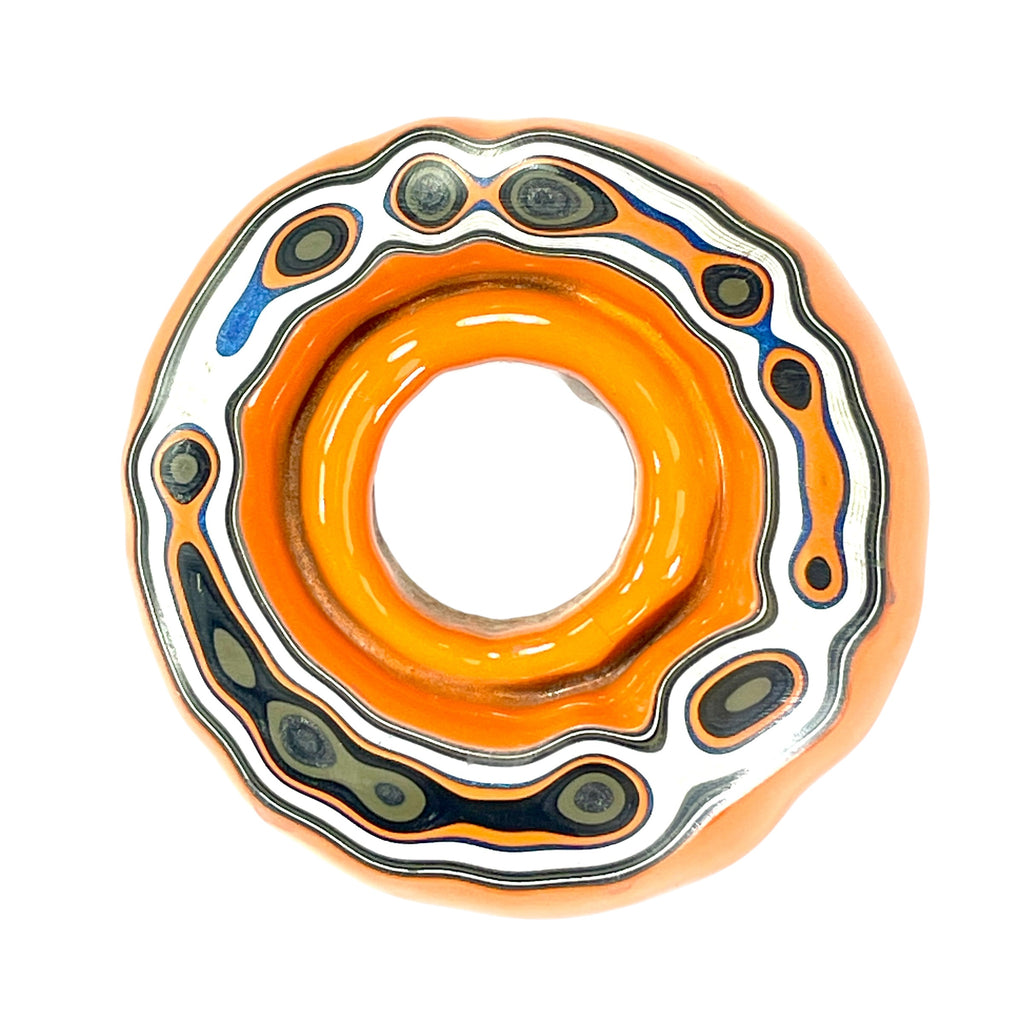 DVH Rare Michigan Orange Joose Jp Fordite Buck Hole Donut Bead Pendant 53mm Rd x11 (6760)