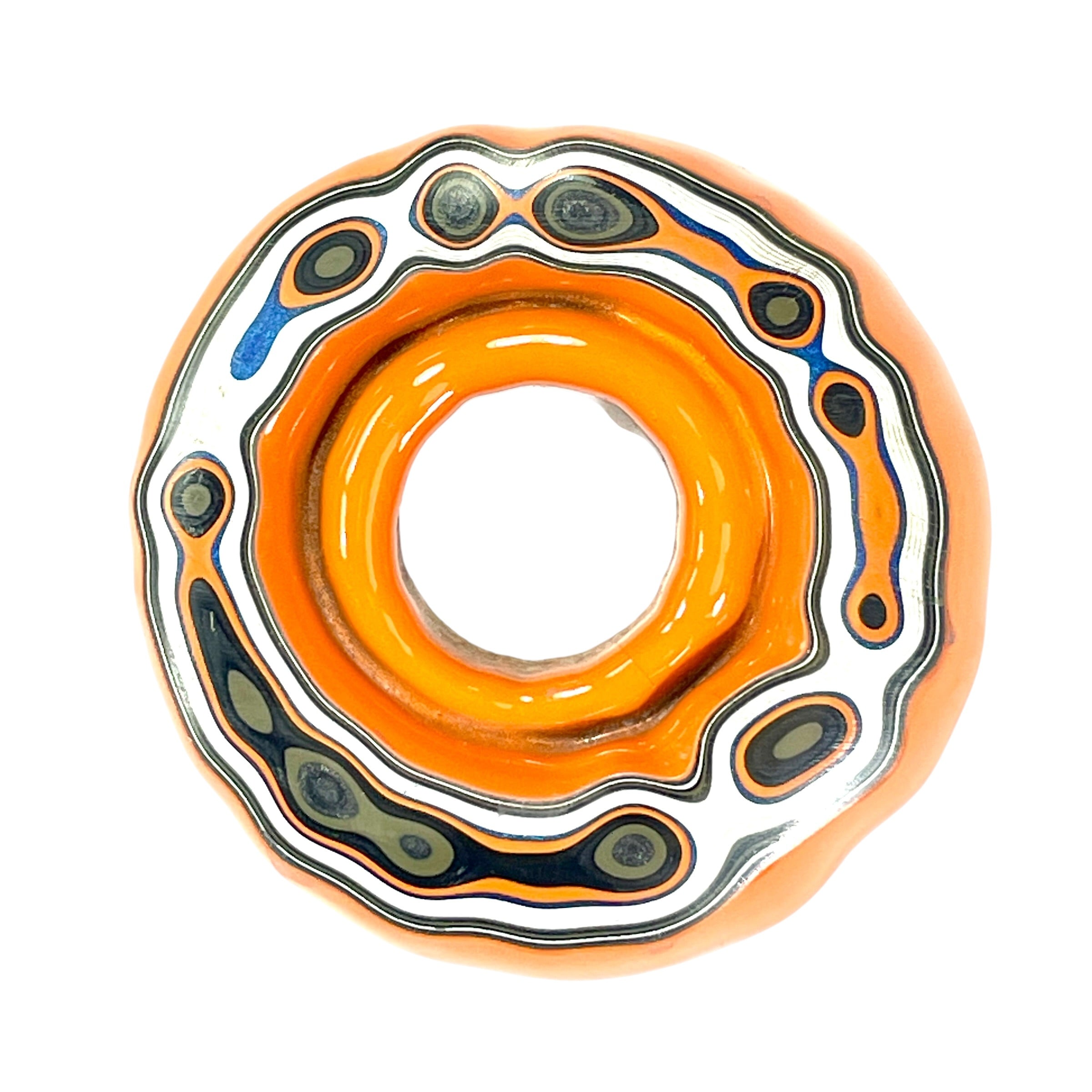 DVH Rare Michigan Orange Joose Jp Fordite Buck Hole Donut Bead Pendant 53mm Rd x11 (6760)