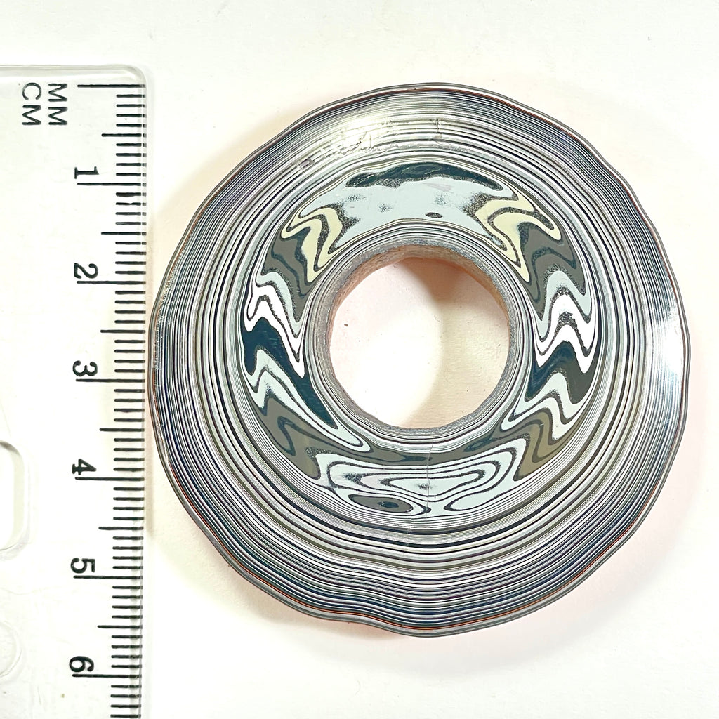DVH Rare Michigan Orange Joose Jp Fordite Buck Hole Donut Bead Pendant 53mm Rd x11 (6760)