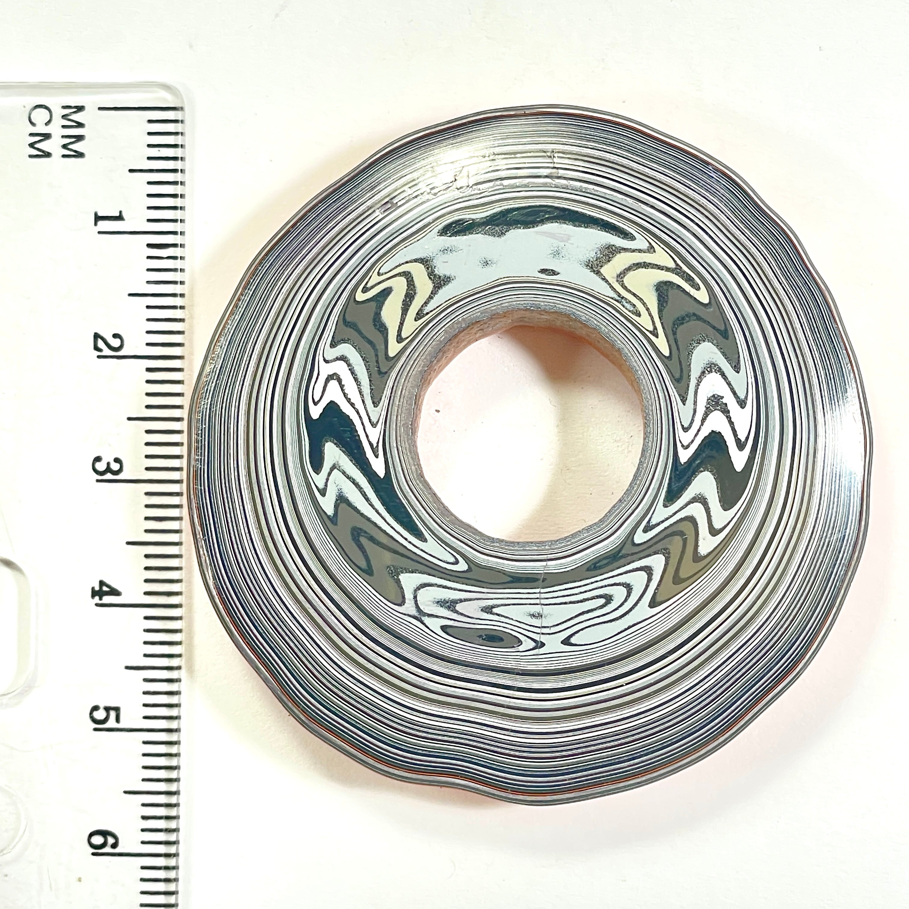 DVH Rare Michigan Orange Joose Jp Fordite Buck Hole Donut Bead Pendant 53mm Rd x11 (6760)