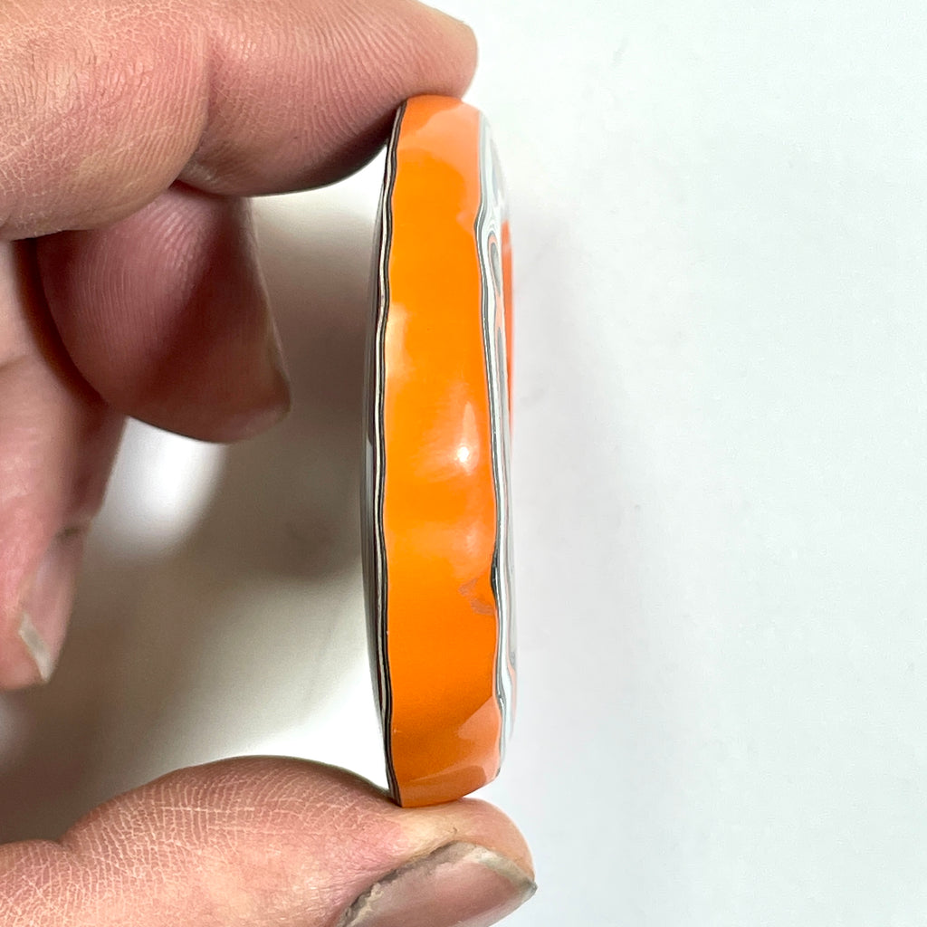 DVH Rare Michigan Orange Joose Jp Fordite Buck Hole Donut Bead Pendant 53mm Rd x11 (6760)